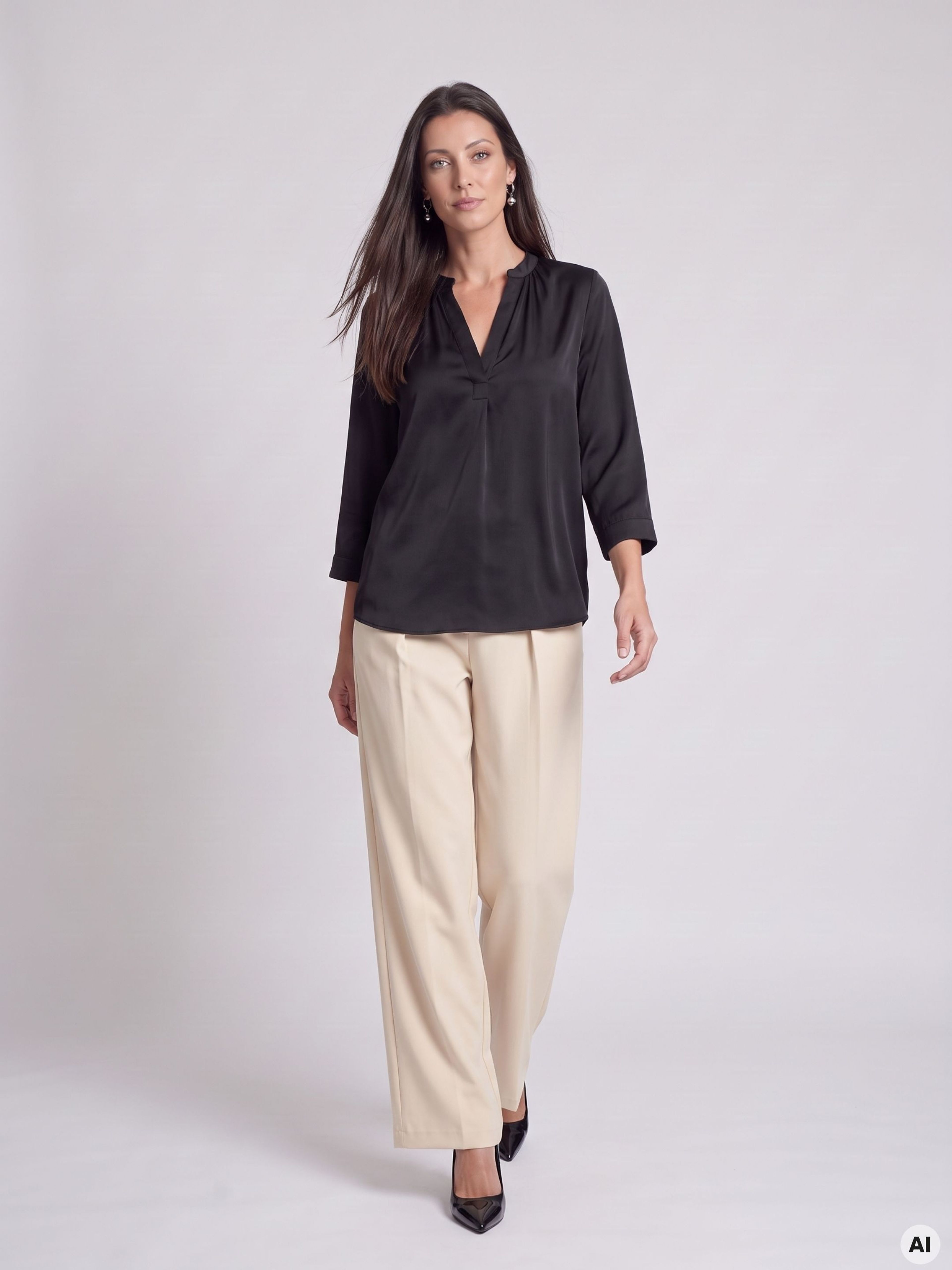 Schwarze Damen-Bluse mit 3/4-Ärmeln ORSAY - 003