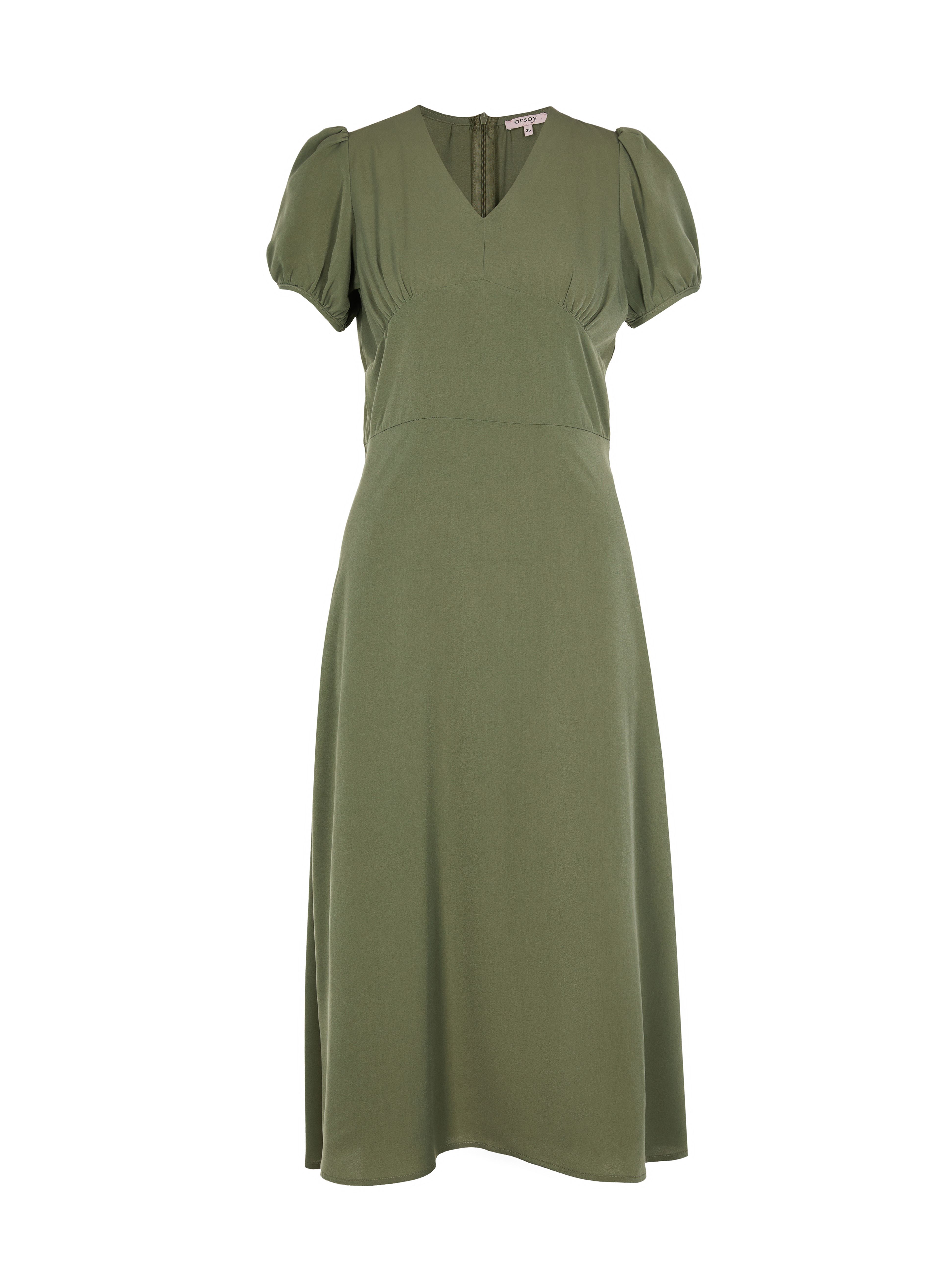 Grünes Damen-A-Linien-Kleid mit V-Ausschnitt und kurzen Ärmeln ORSAY - 005