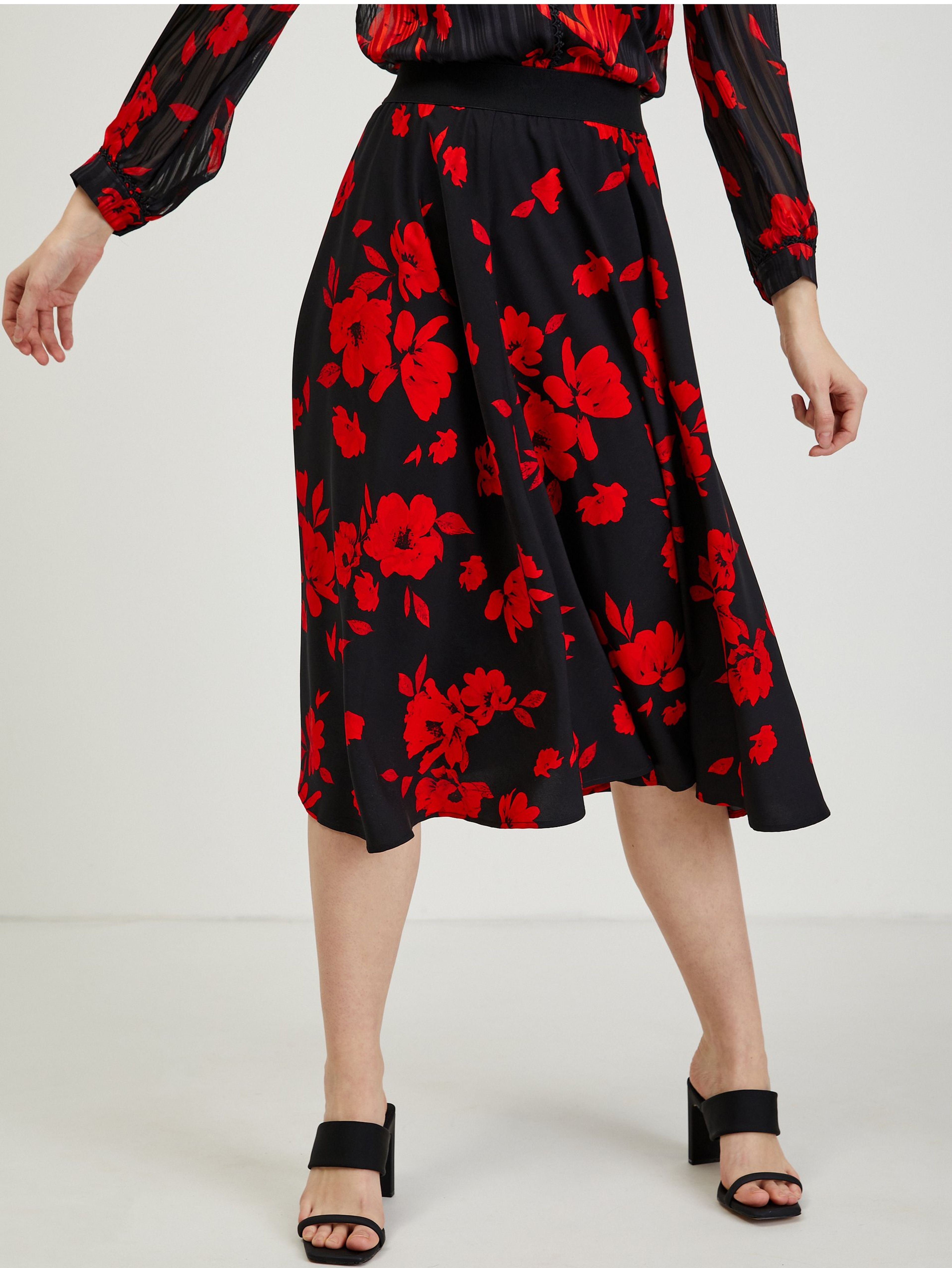 Crveno-crna ženska suknja cvjetnog uzorka ORSAY