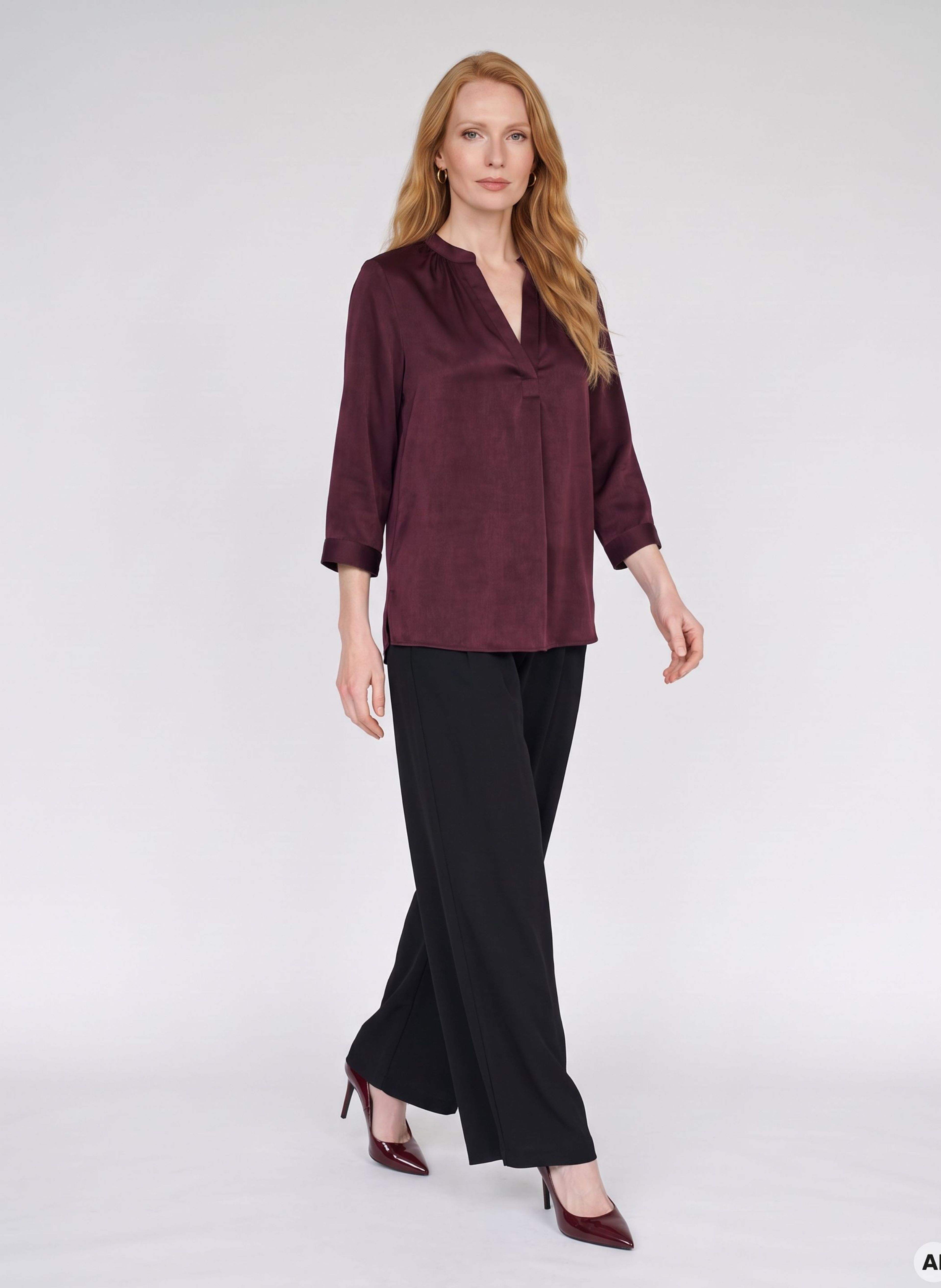 Weinrote Damen-Bluse mit 3/4-Ärmeln ORSAY - 003