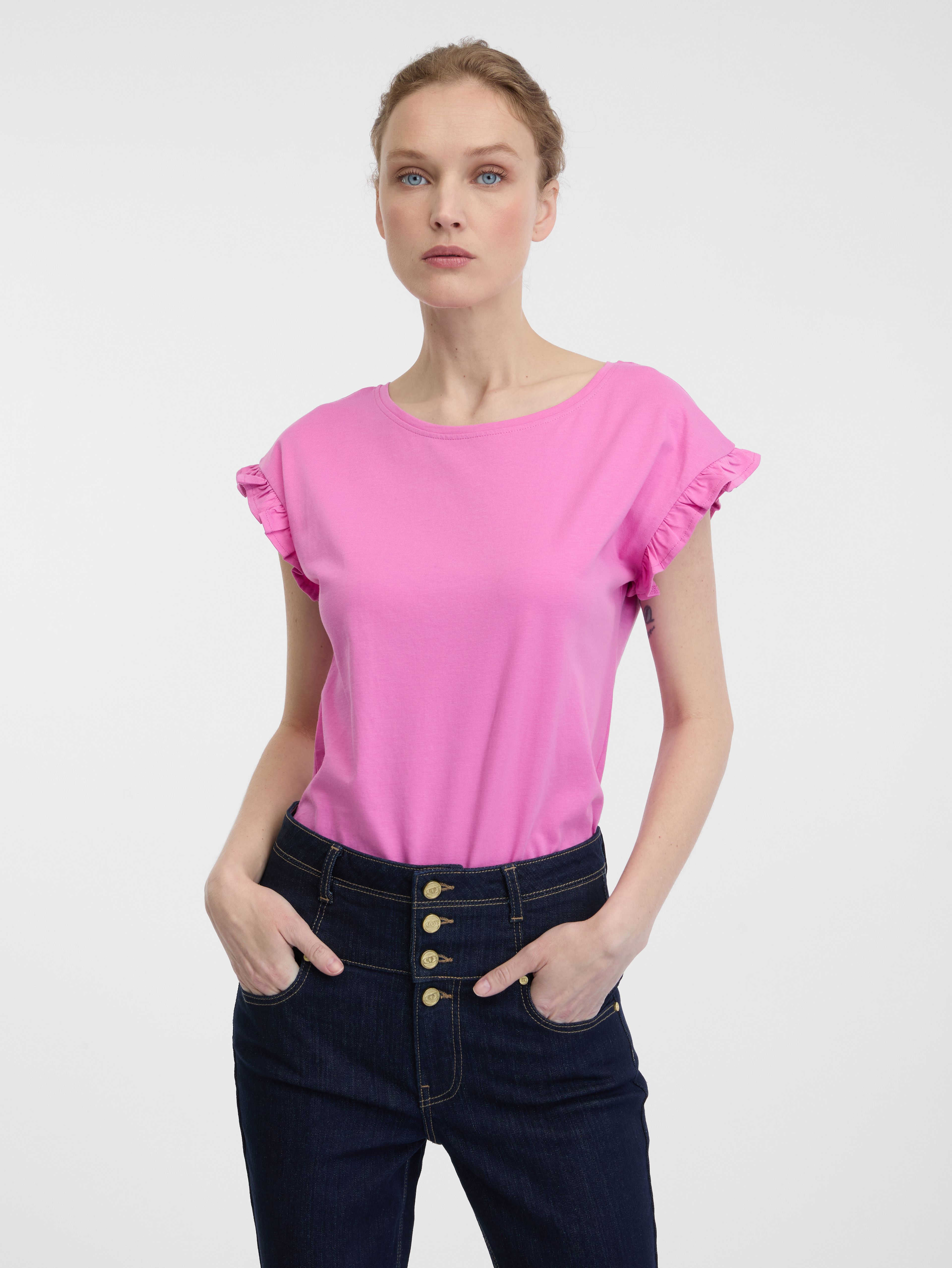 Tricou de dama roz cu maneca scurta ORSAY