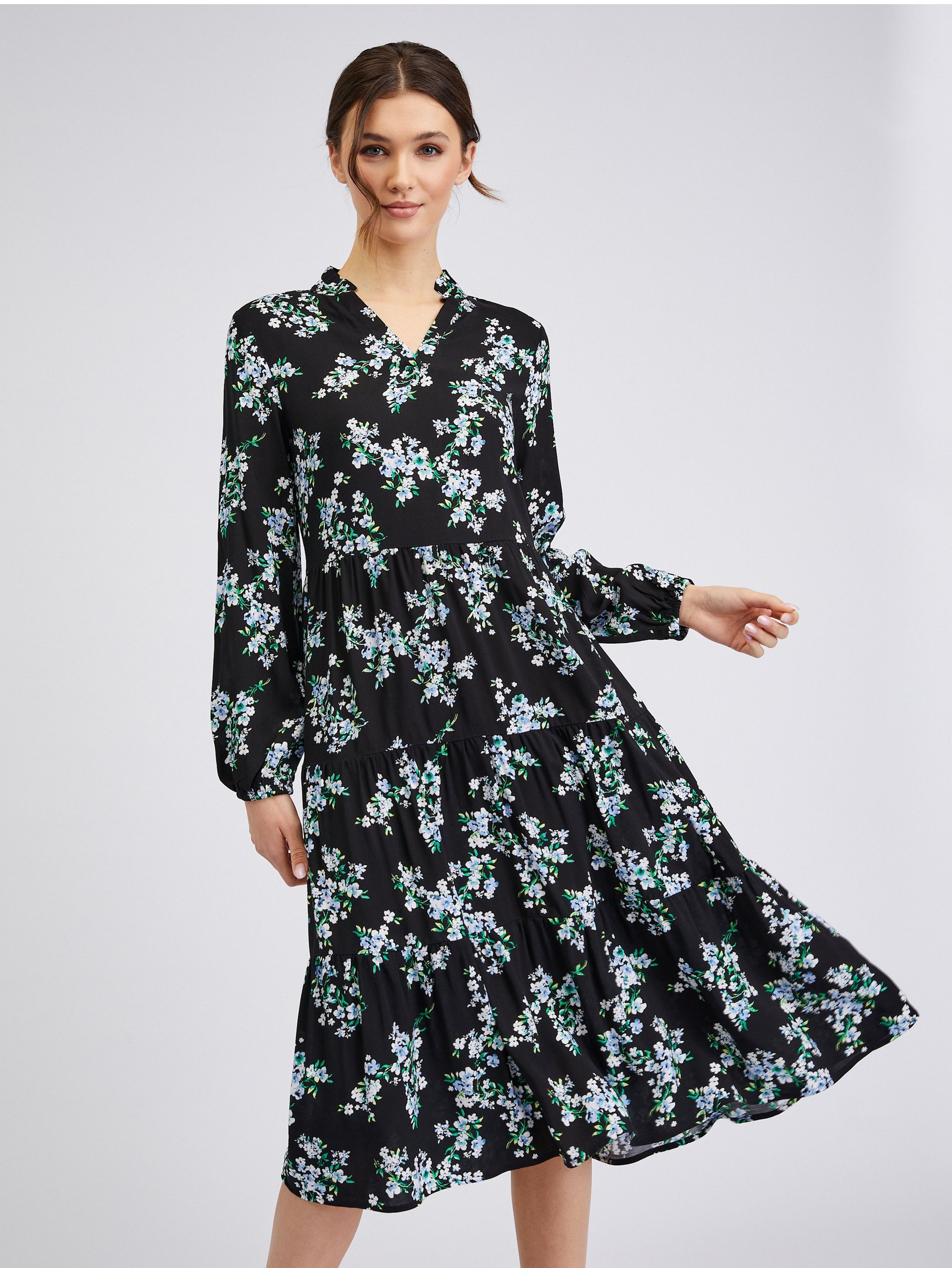 Rochie florală de damă neagră ORSAY