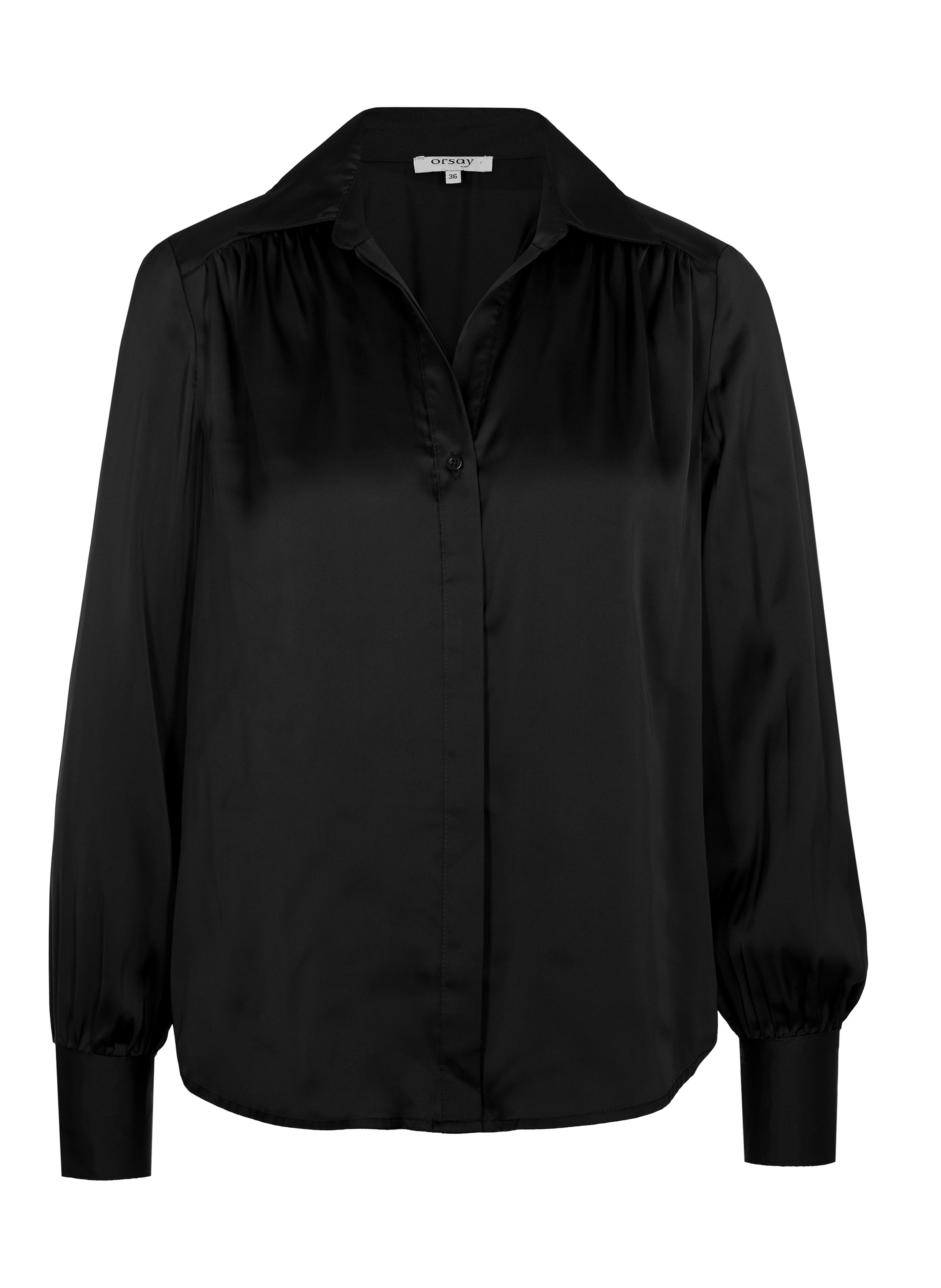 Schwarze Damenbluse mit Kragen und langen Ärmeln ORSAY - 005