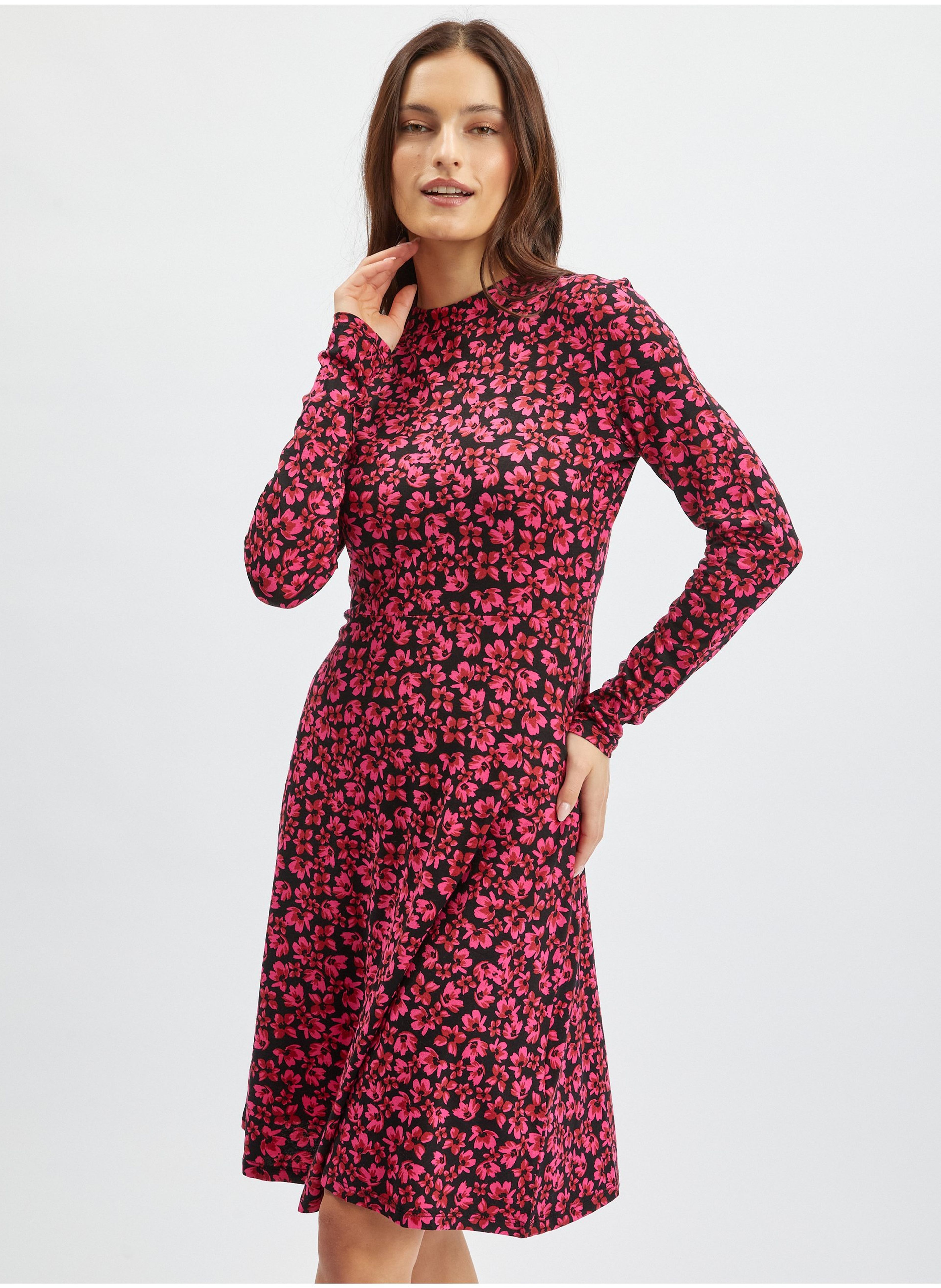 Rochie florala damă neagră și roz ORSAY - 004