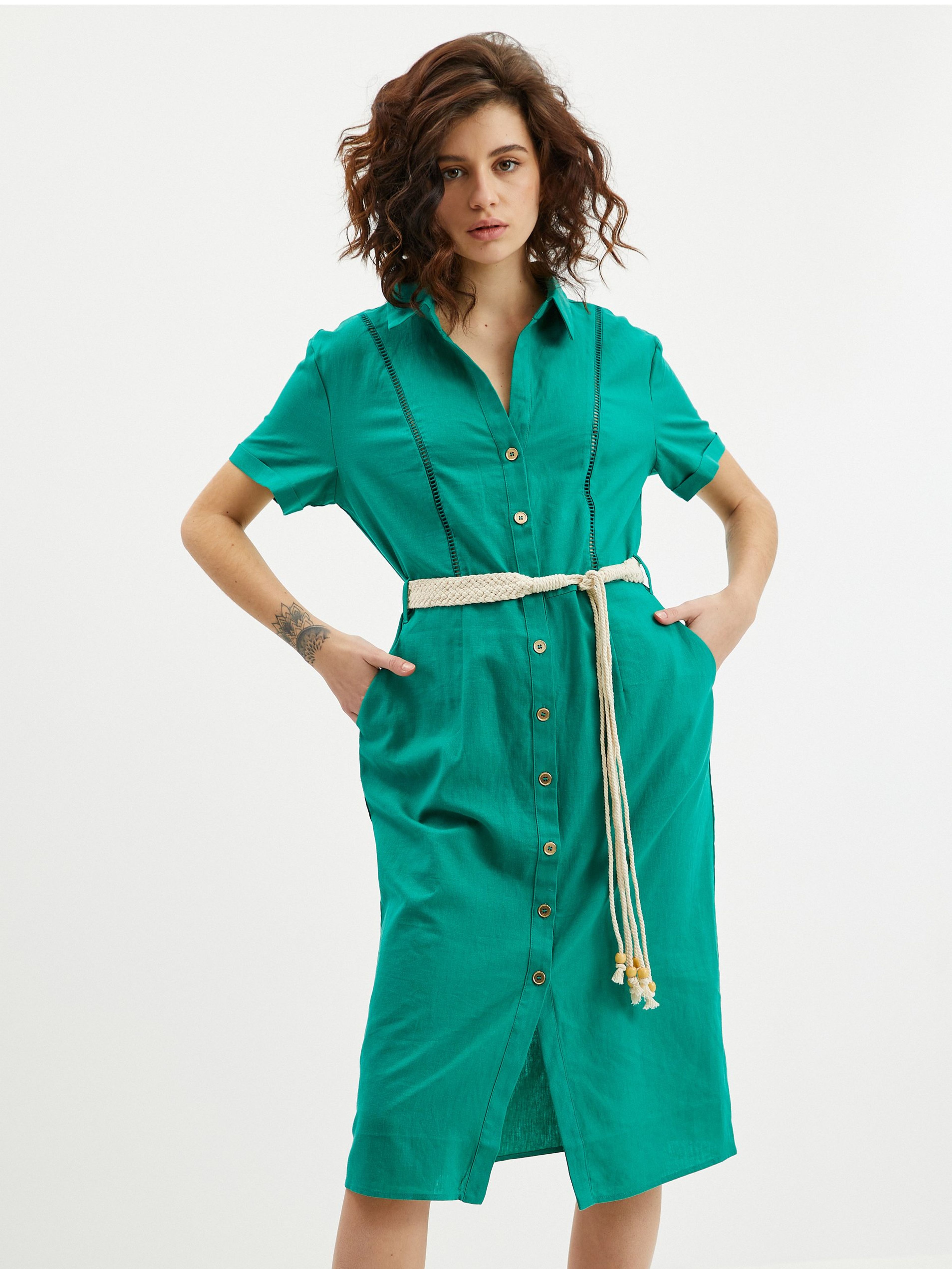 Rochie de damă verde din in ORSAY