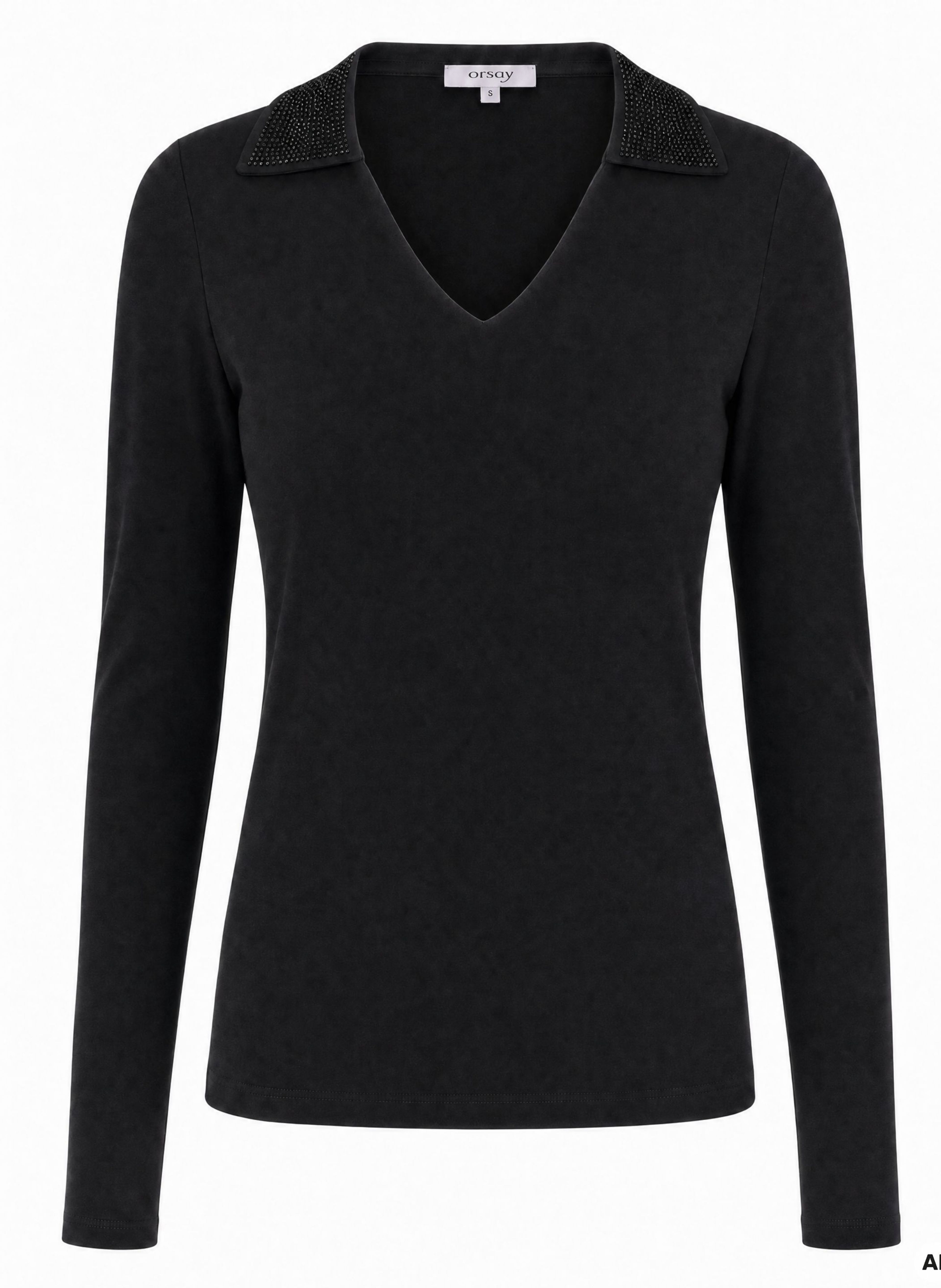 Tricou pentru femei negru cu mânecă lungă ORSAY - 006