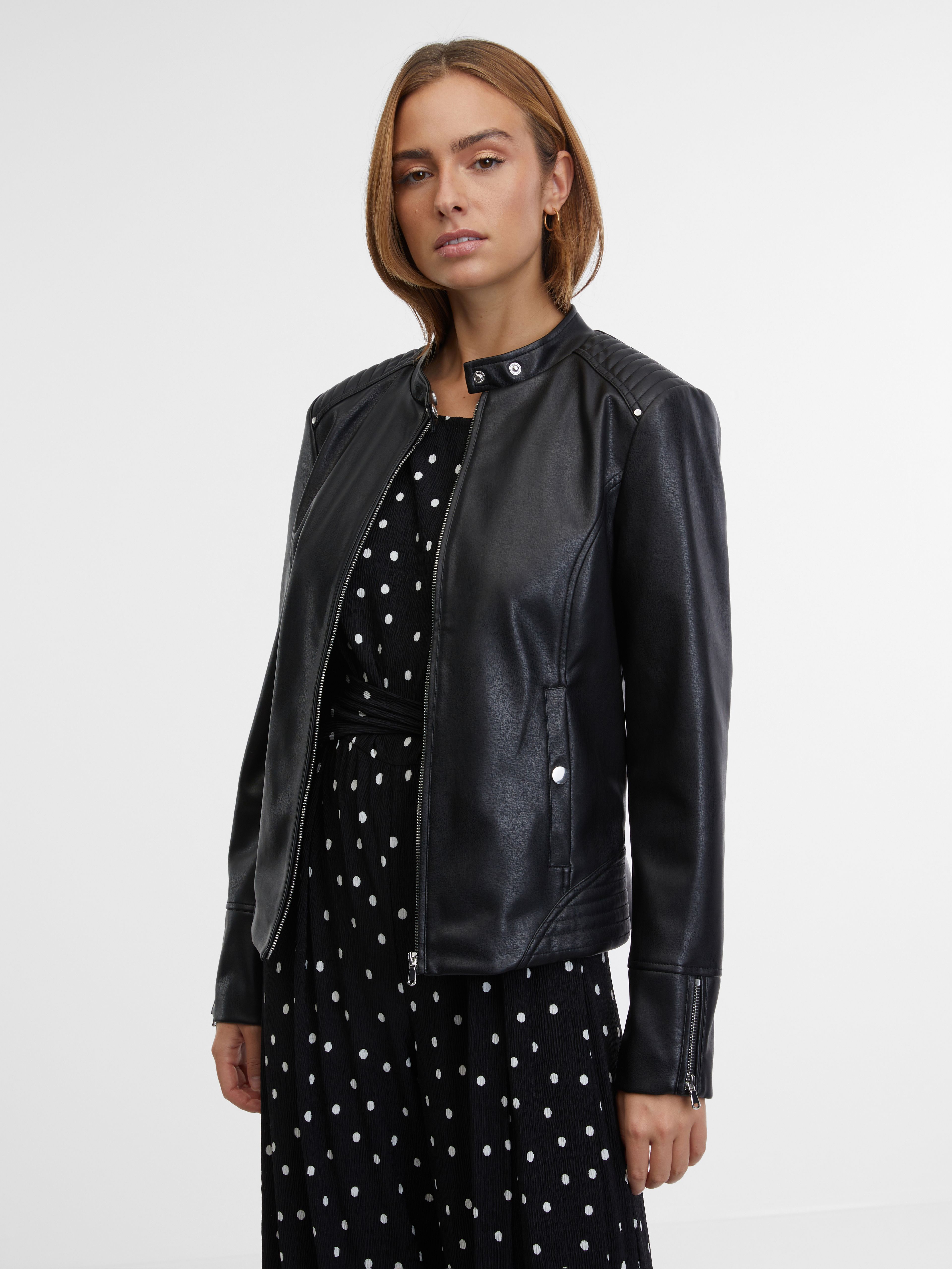 Schwarze Damen Kunstlederjacke ORSAY