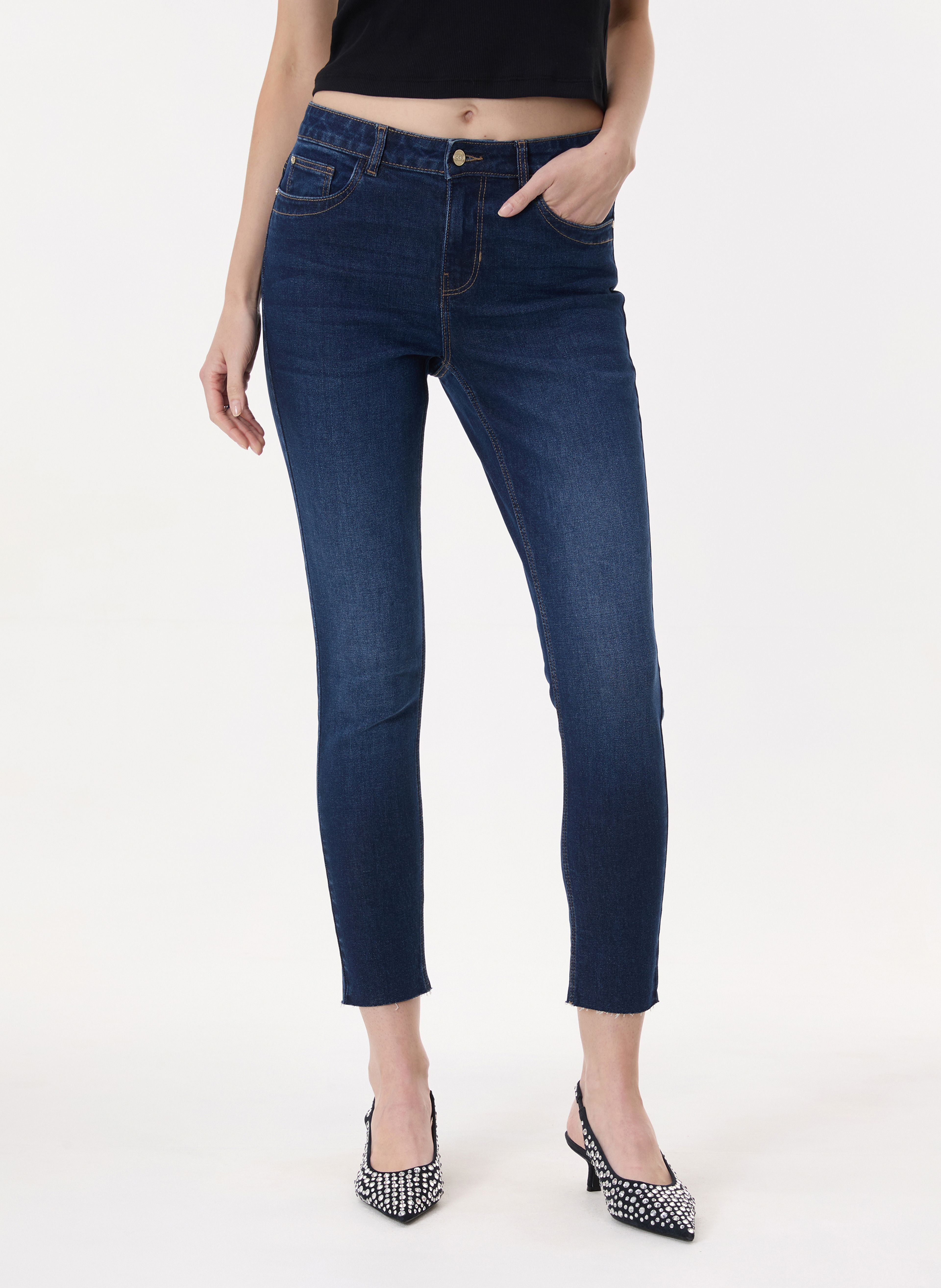 Ciemnoniebieskie damskie dżinsy skinny fit ORSAY - 003