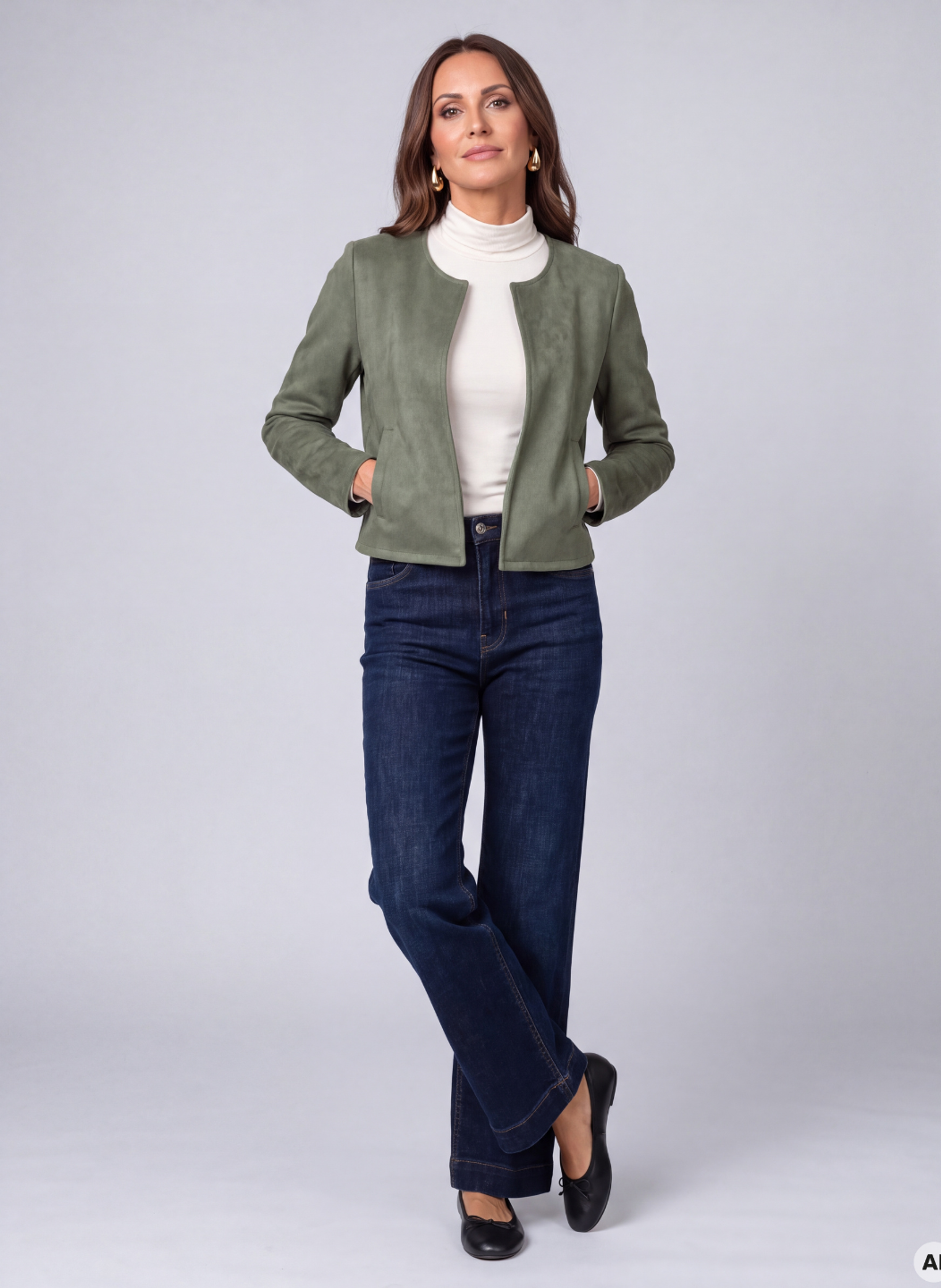 Khakifarbenes Damen-Bolero mit langen Ärmeln ORSAY - 002