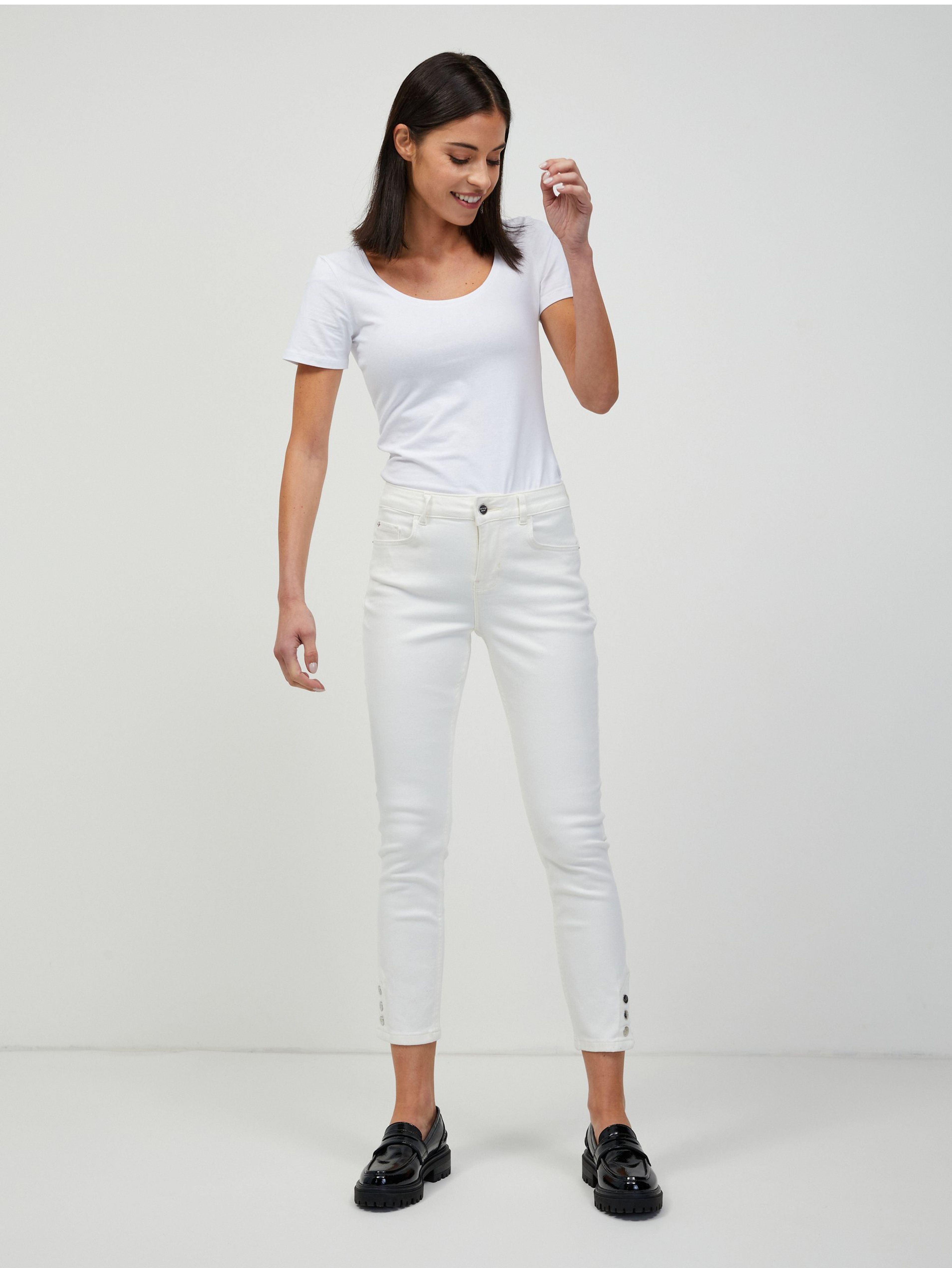 Białe skinny fit jeansy ORSAY