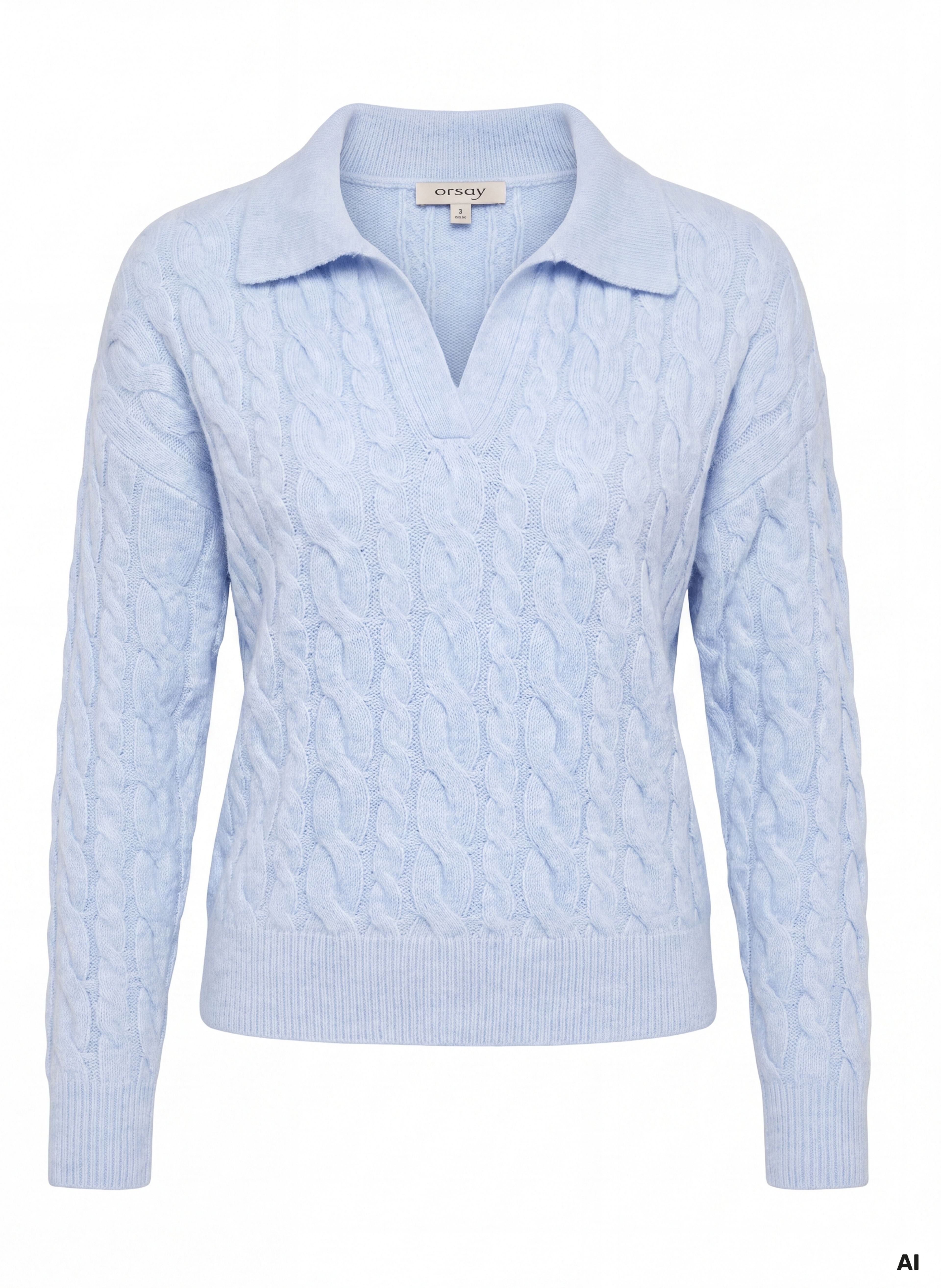 Hellblauer Damenpullover mit langen Ärmeln ORSAY - 006