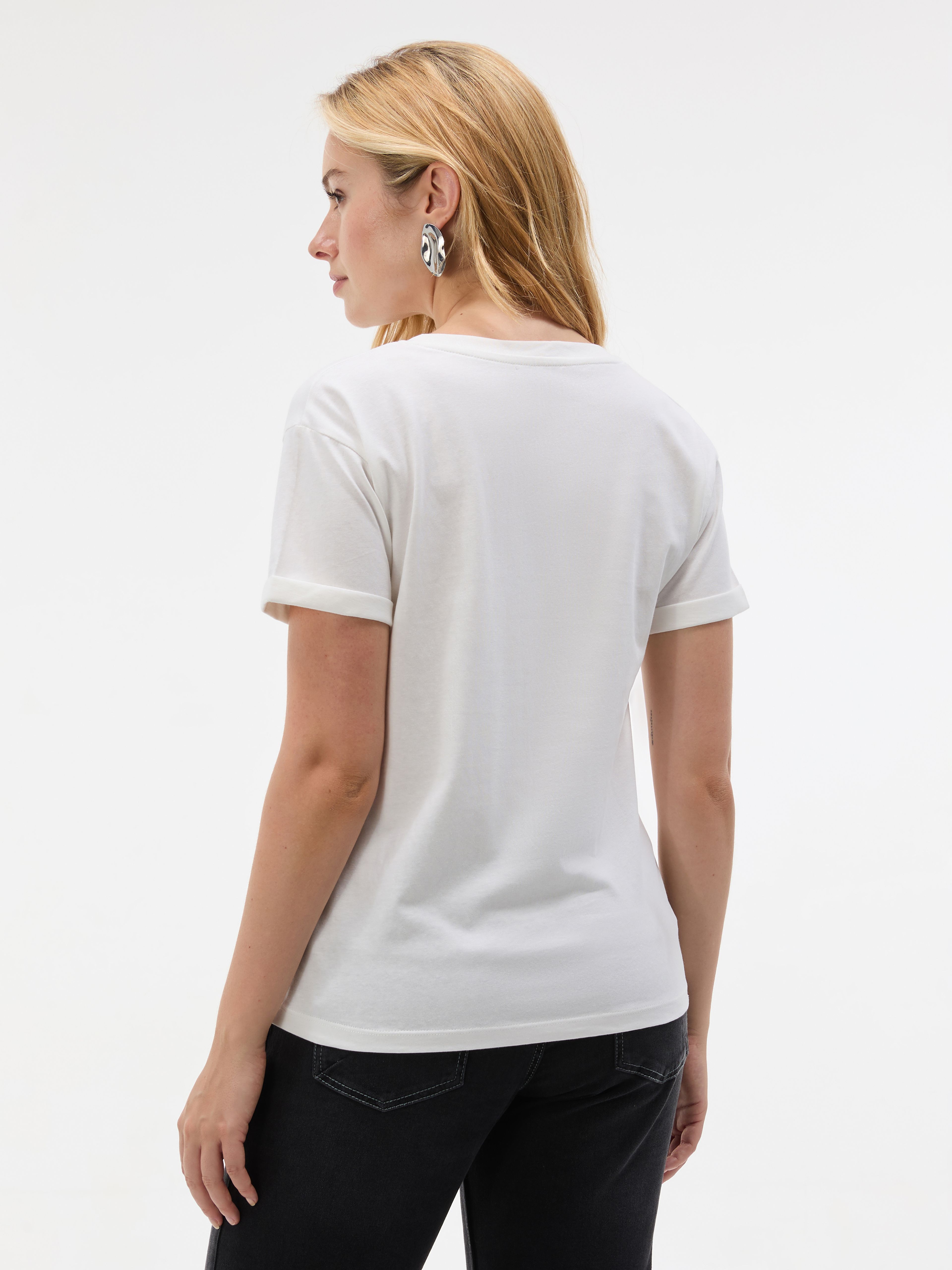 Biały damski t-shirt z krótkim rękawem ORSAY - 002