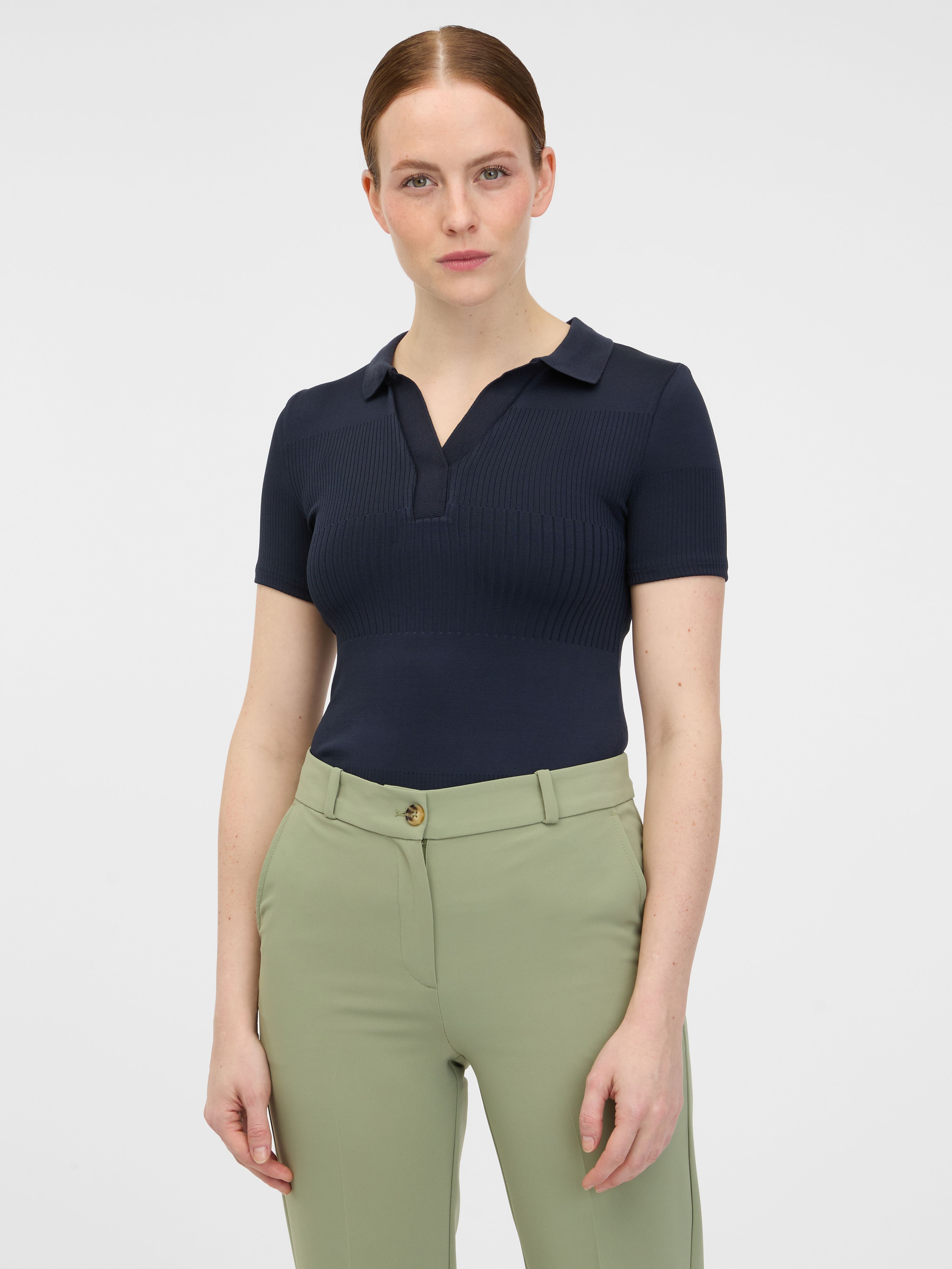 Tricou polo tricotat de damă albastru închis ORSAY
