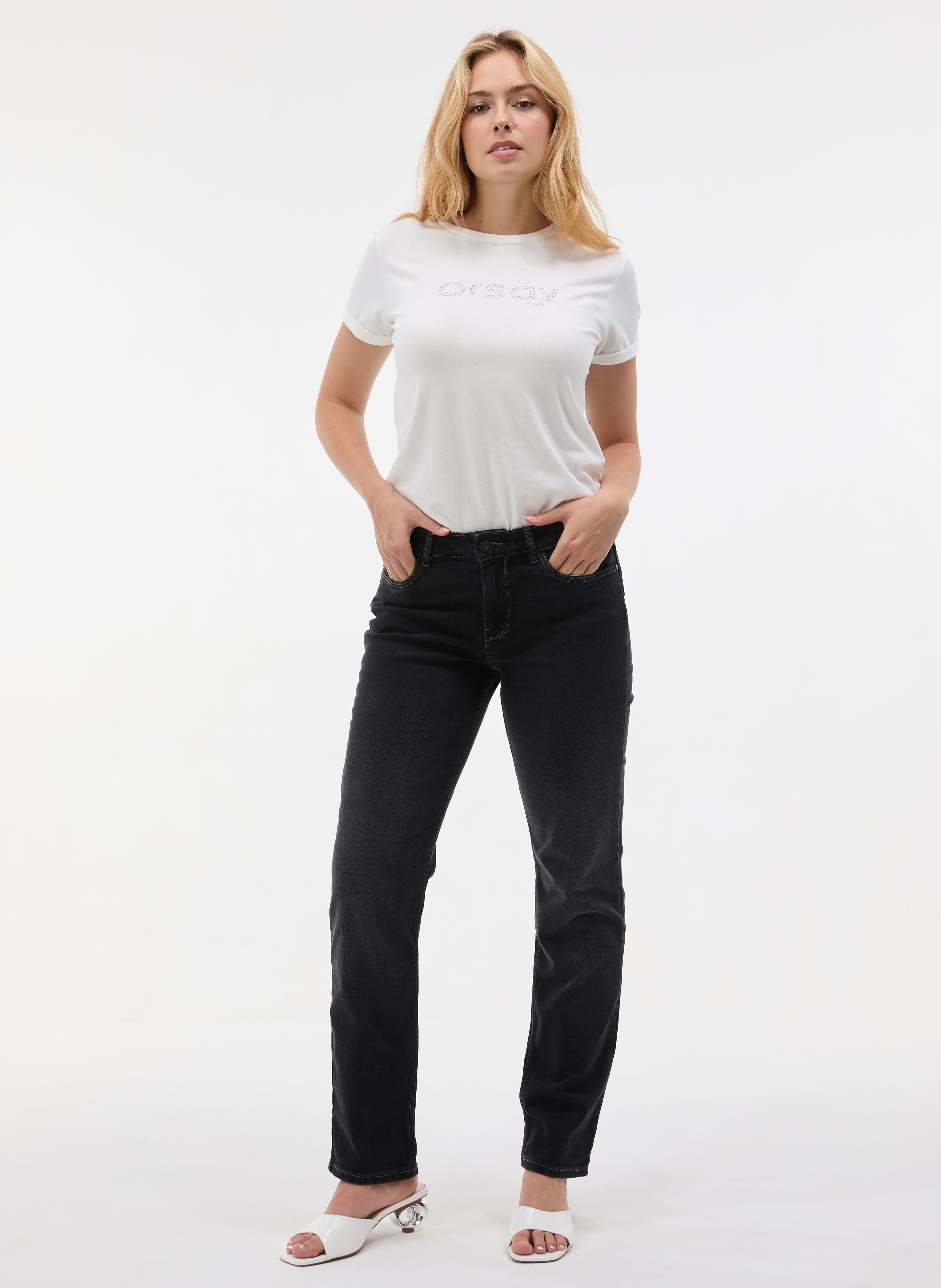 Biały damski t-shirt z krótkim rękawem ORSAY - 003