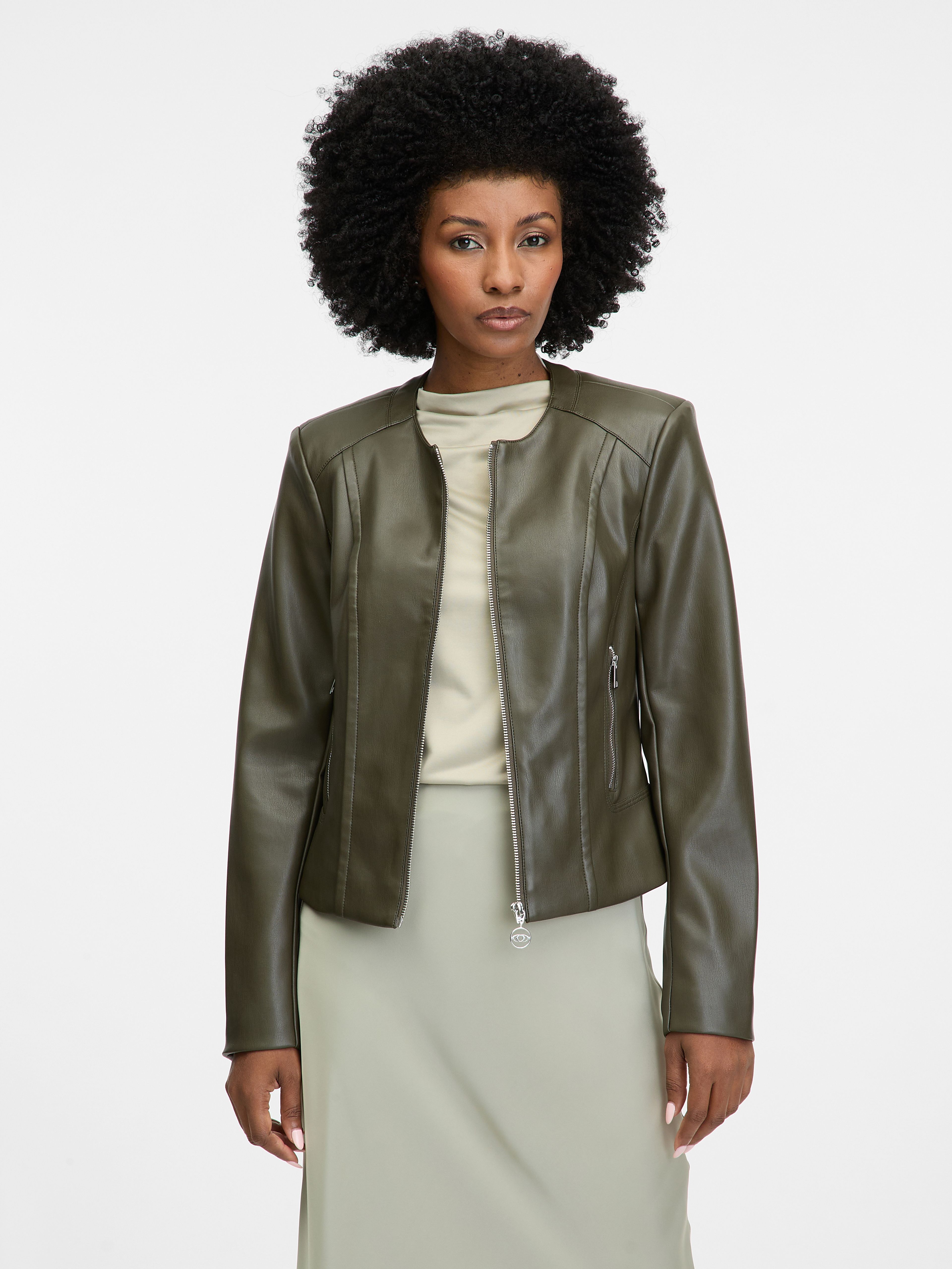 Khaki Damen Lederjacke ORSAY