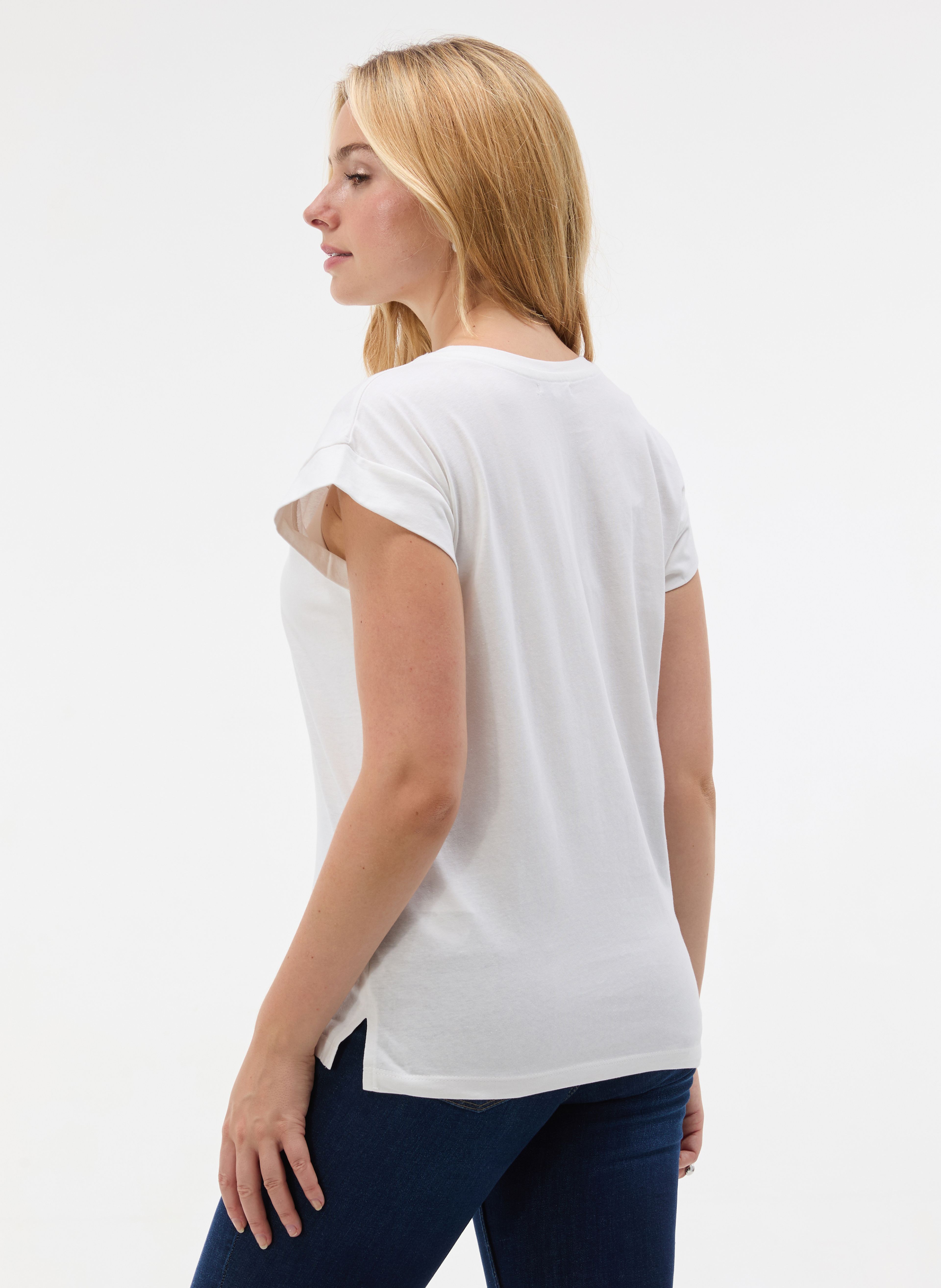 Biały damski t-shirt z krótkim rękawem ORSAY - 002