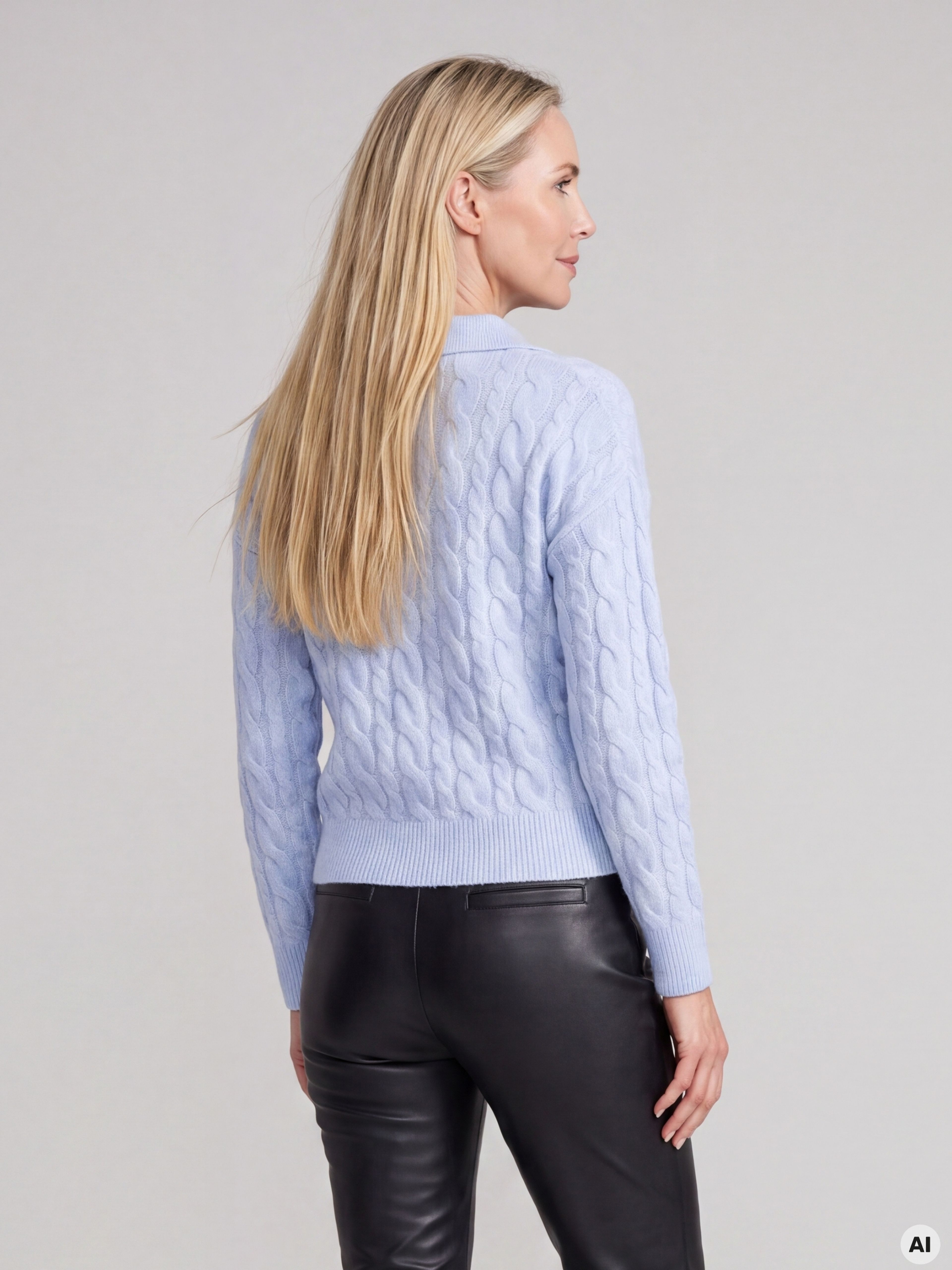 Hellblauer Damenpullover mit langen Ärmeln ORSAY - 004