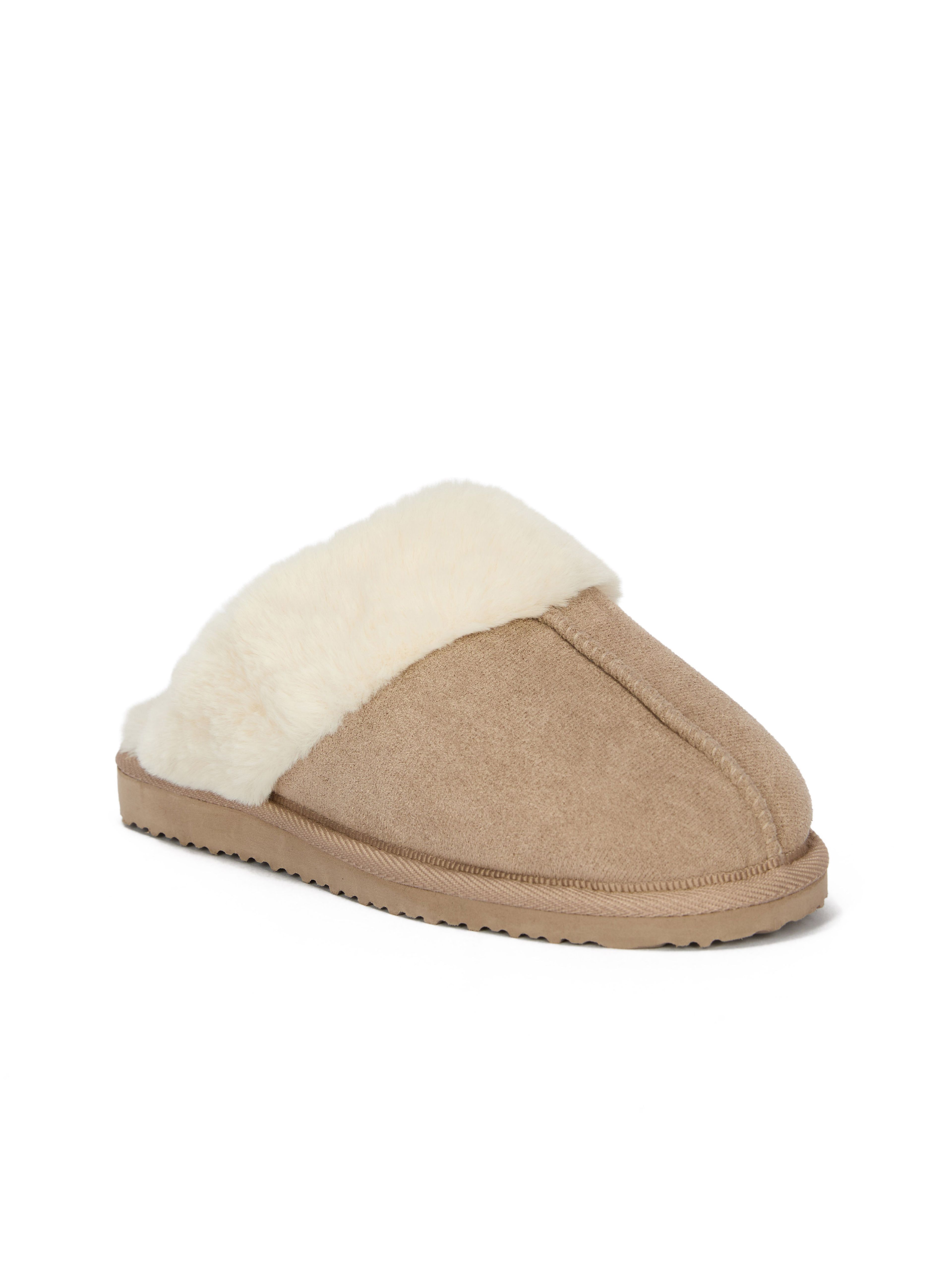 Beigefarbene Damen-Pantoffeln mit Fell ORSAY IMARA - 003