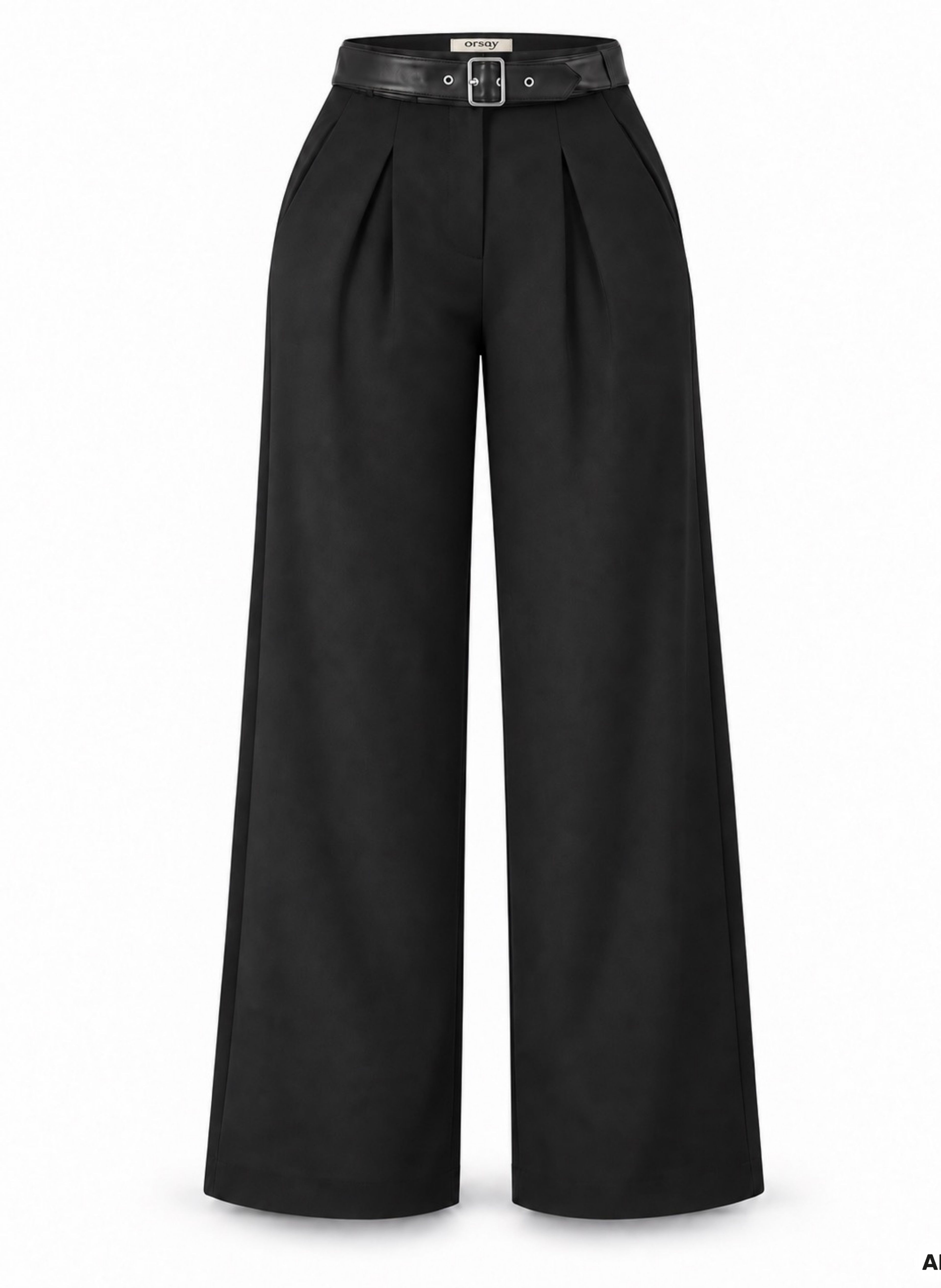 Pantaloni wide leg pentru femei negri cu talie medie ORSAY - 005
