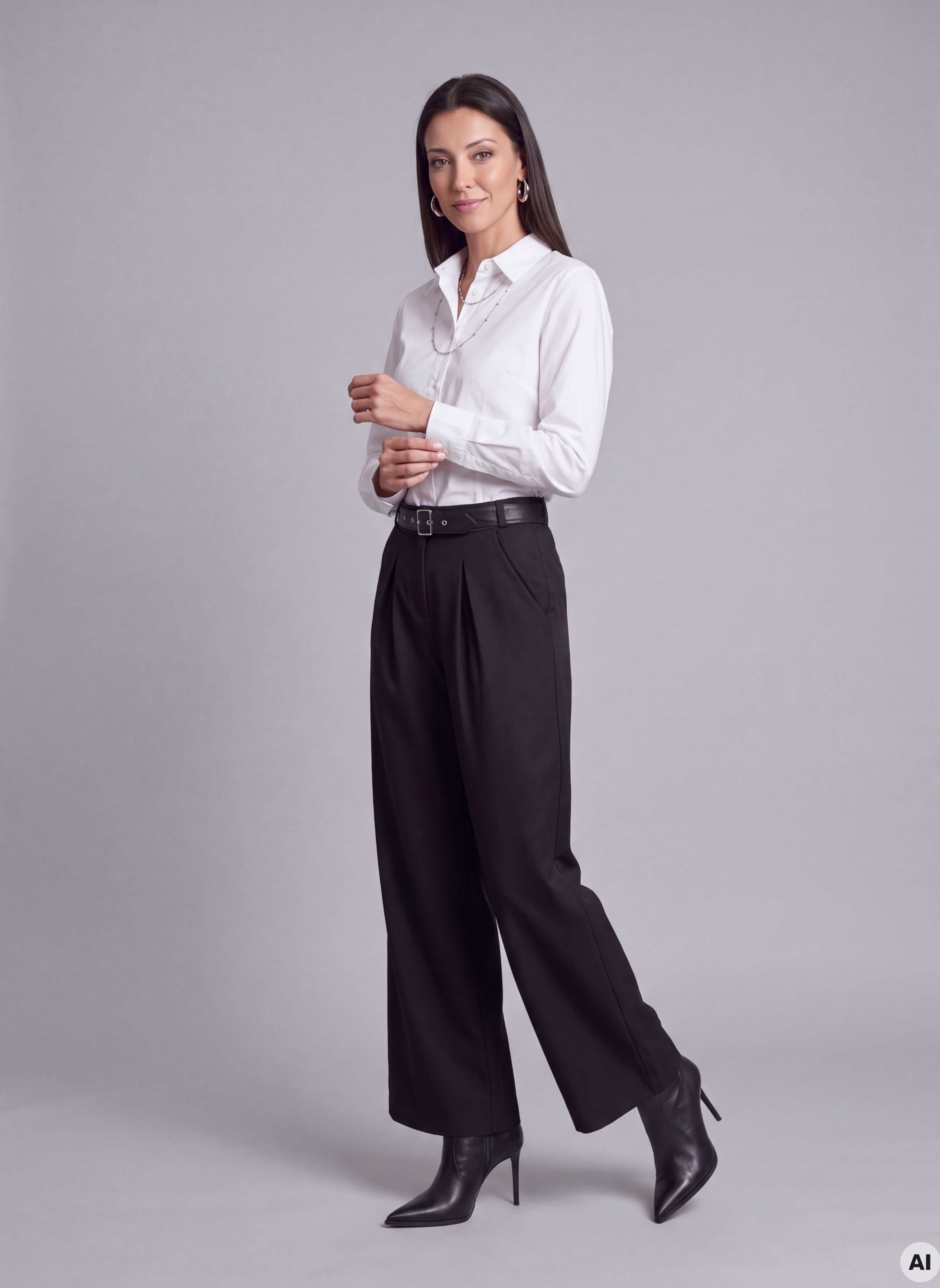 Pantaloni wide leg pentru femei negri cu talie medie ORSAY - 003