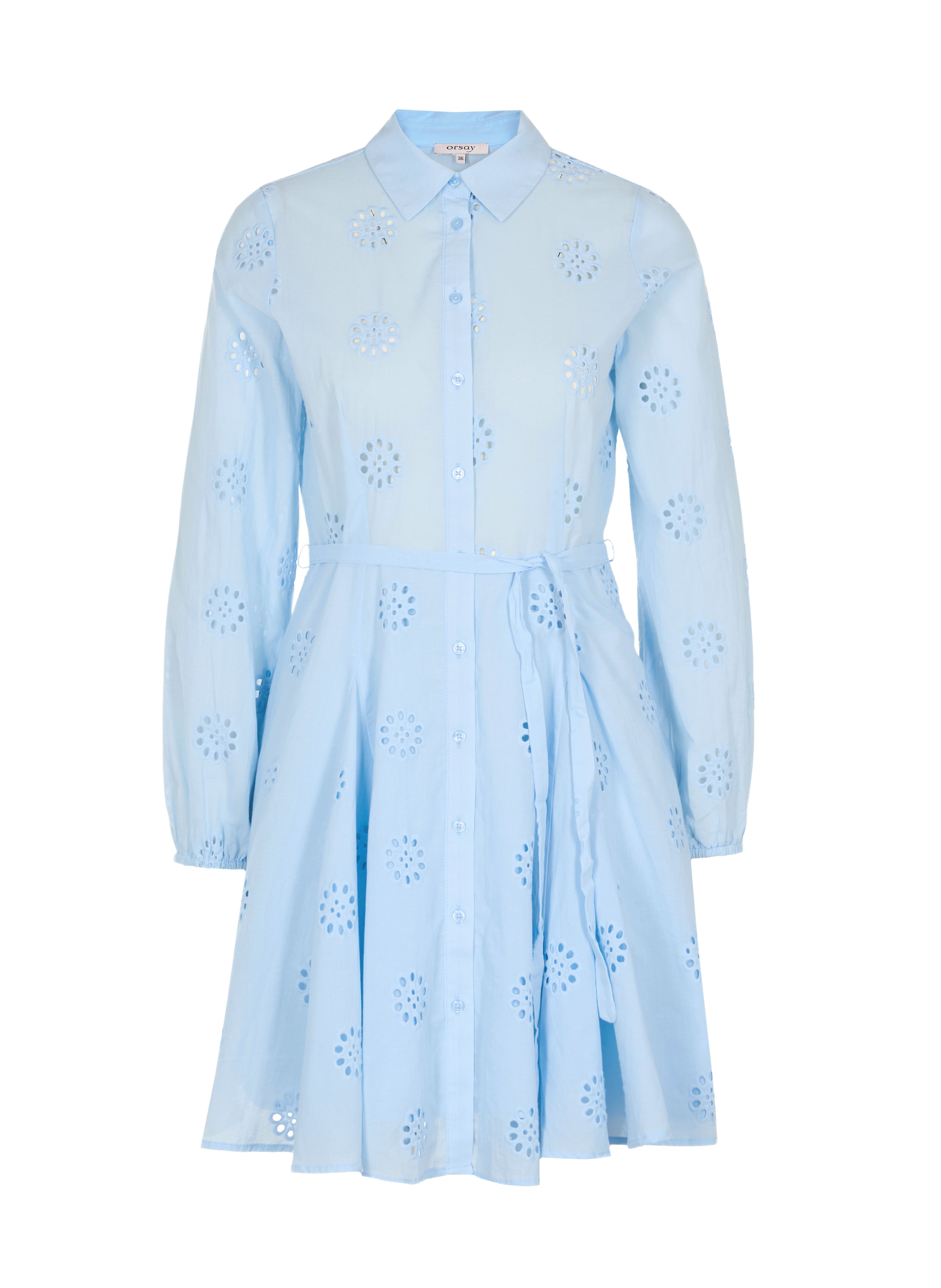 Rochie tip cămașă scurtă, cu croială evazată, albastru deschis ORSAY - 005