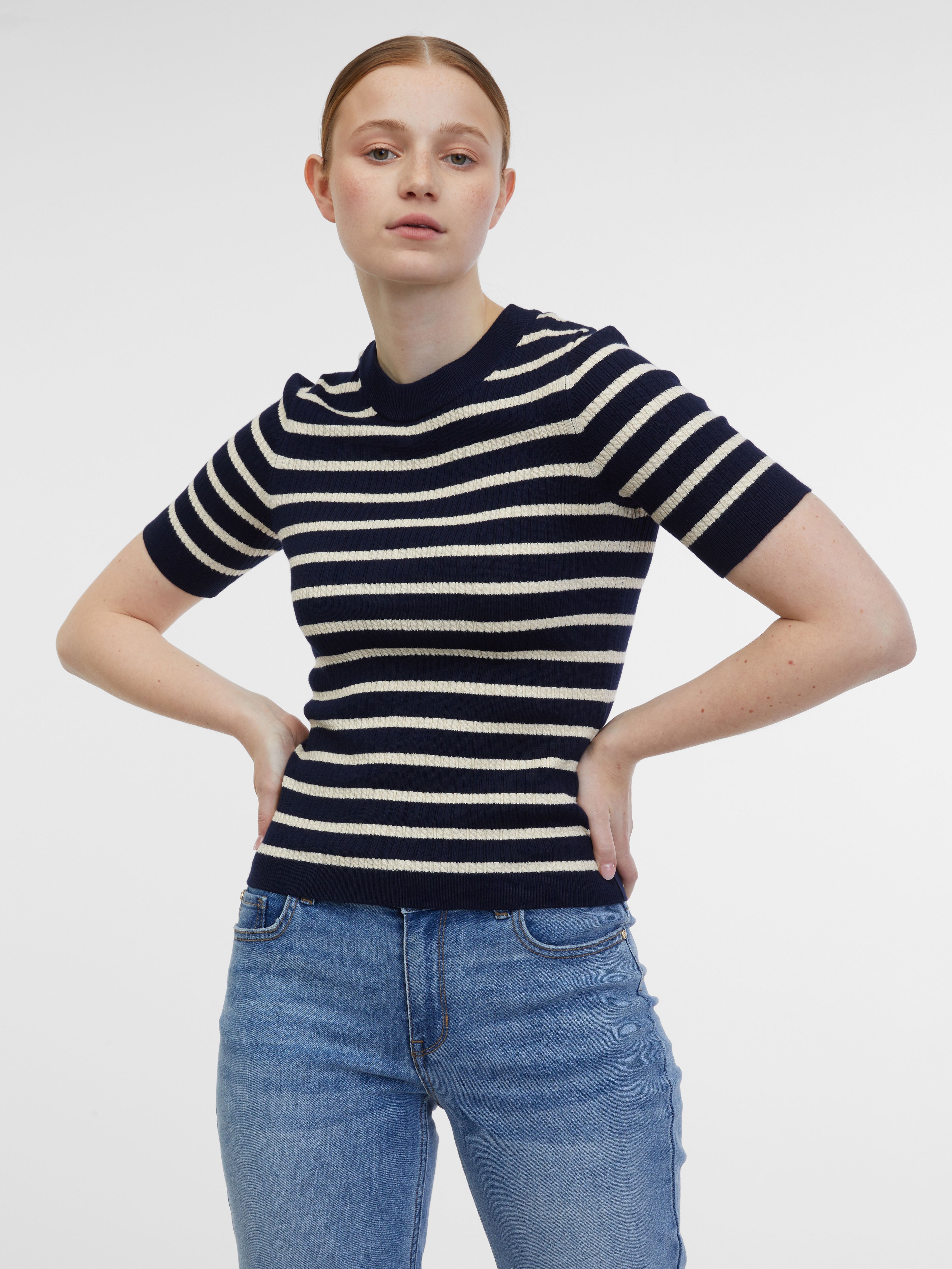 Tricou cu dungi albastru închis pentru femei ORSAY