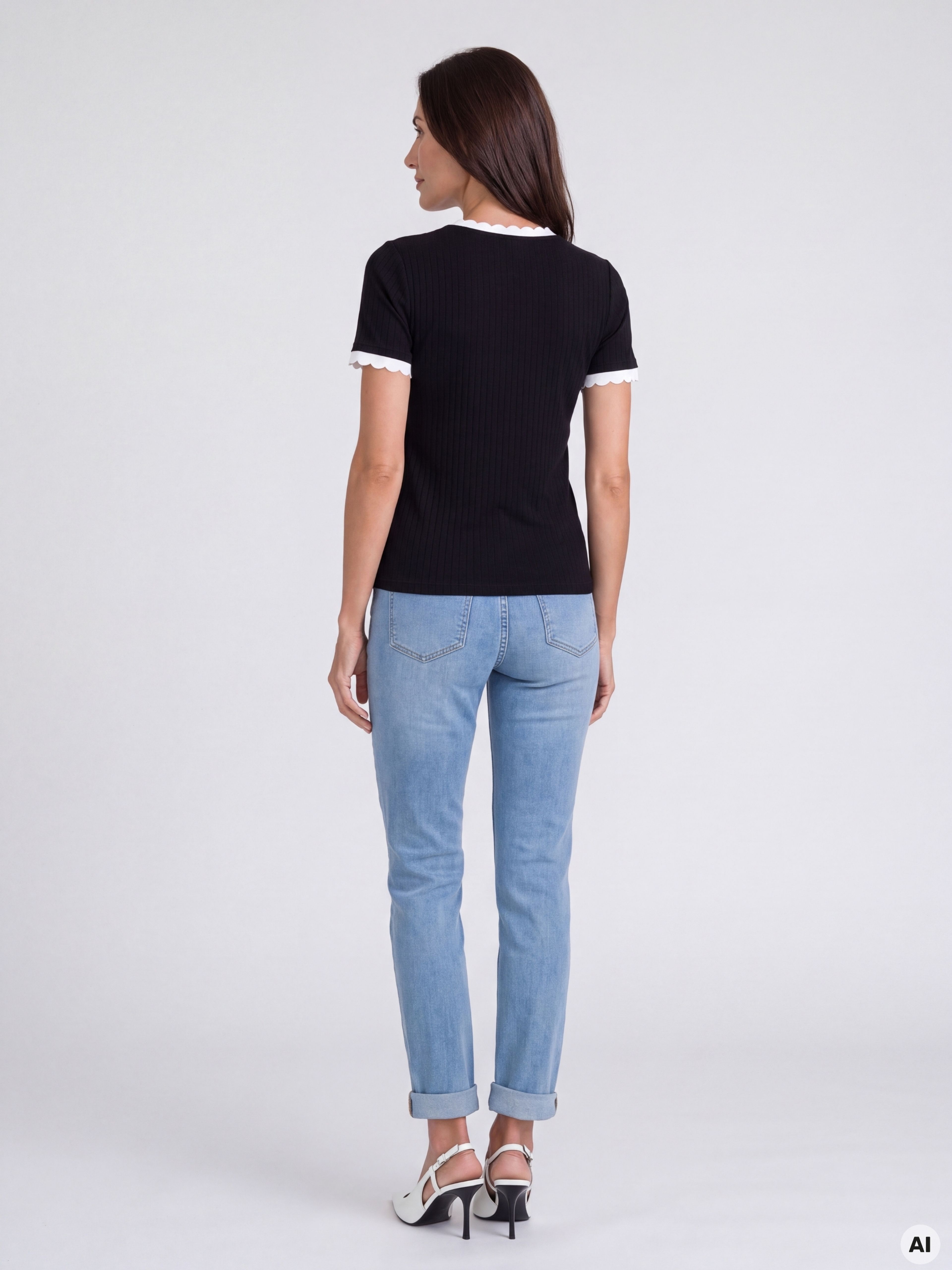 Tricou pentru femei negru cu mâneci scurte ORSAY - 002