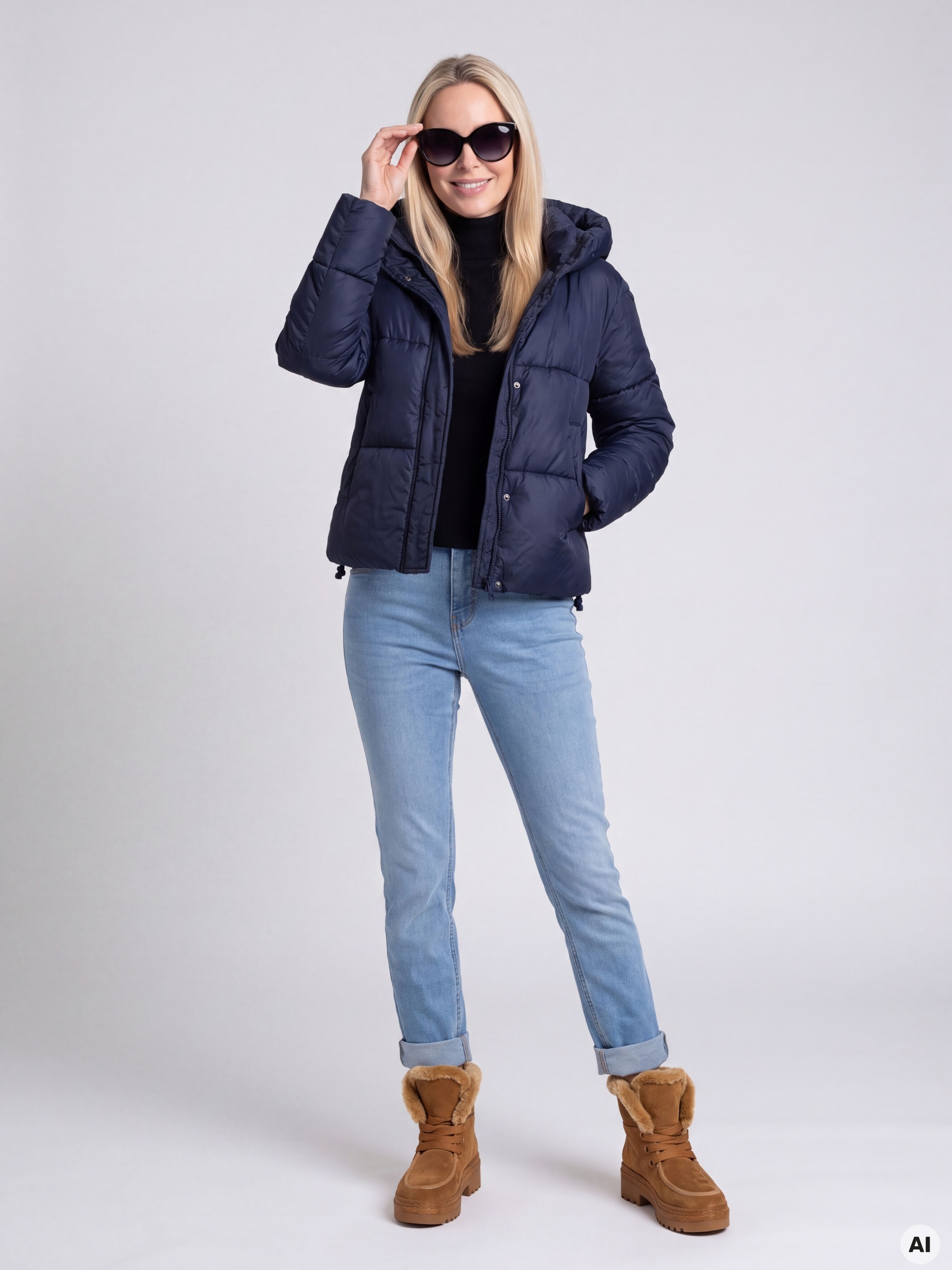 Dunkelblaue Damen-Winterjacke ORSAY - 001