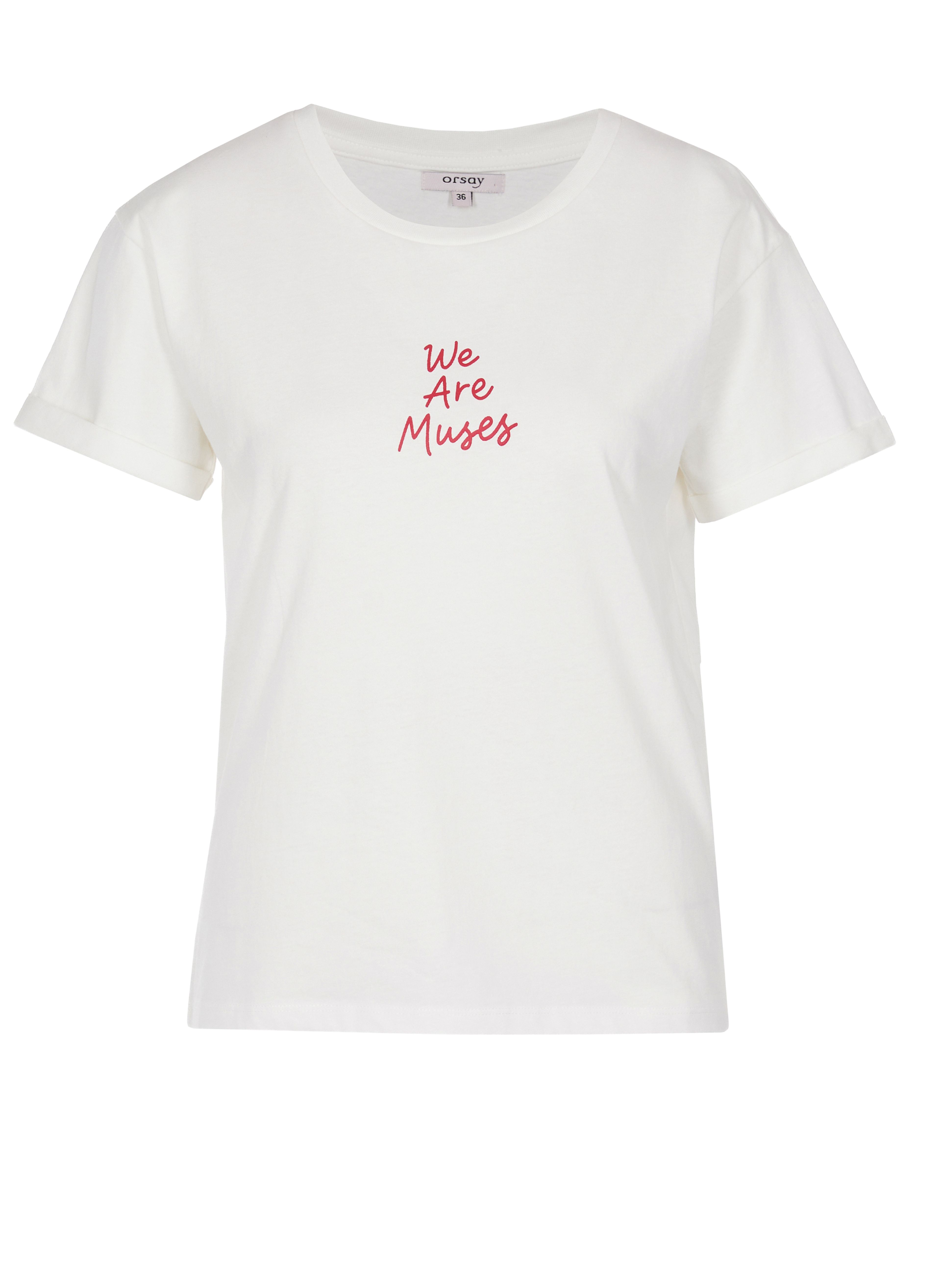 Biały damski t-shirt z krótkim rękawem ORSAY - 005