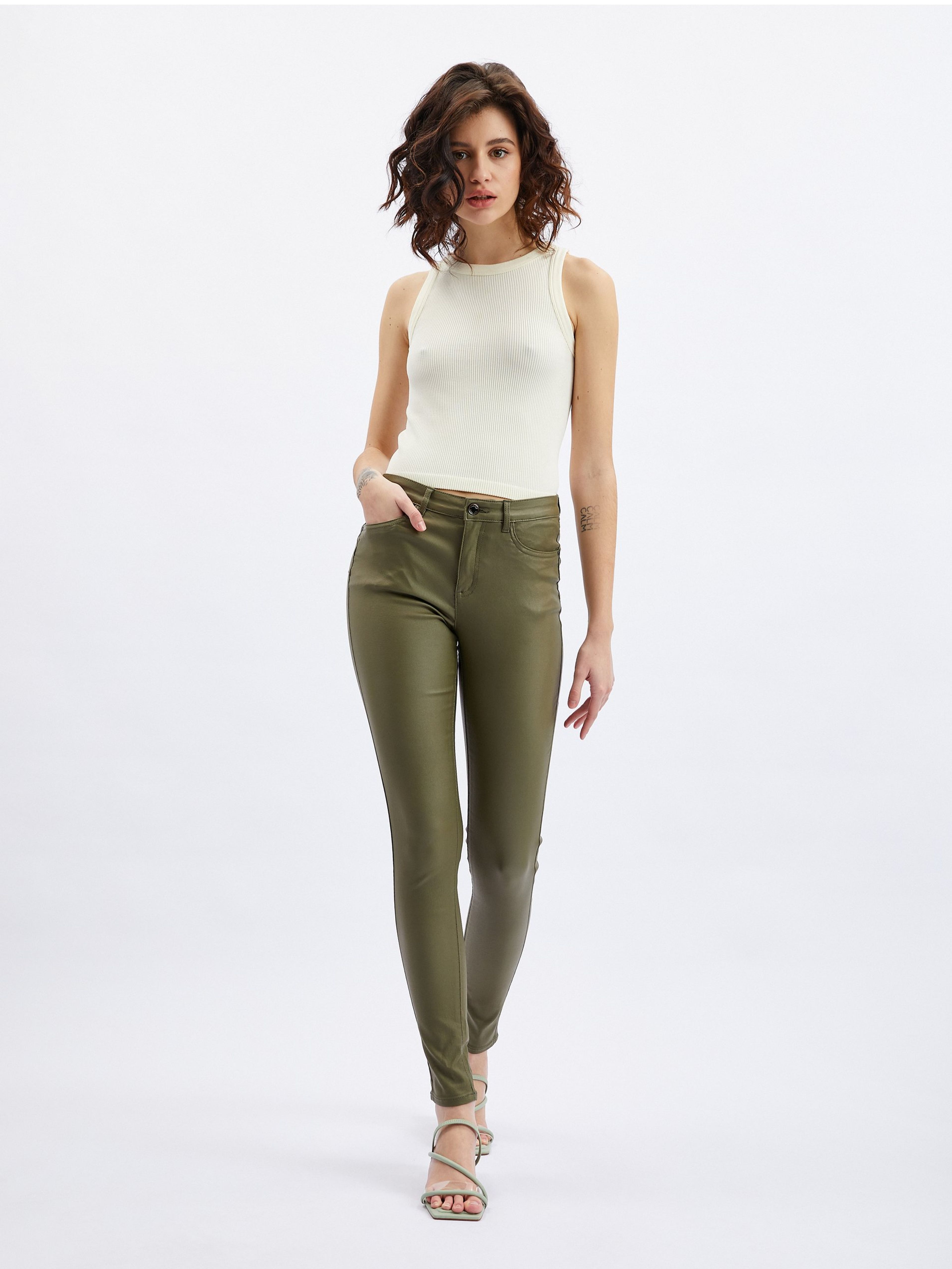 Khaki dámské skinny fit kalhoty ORSAY