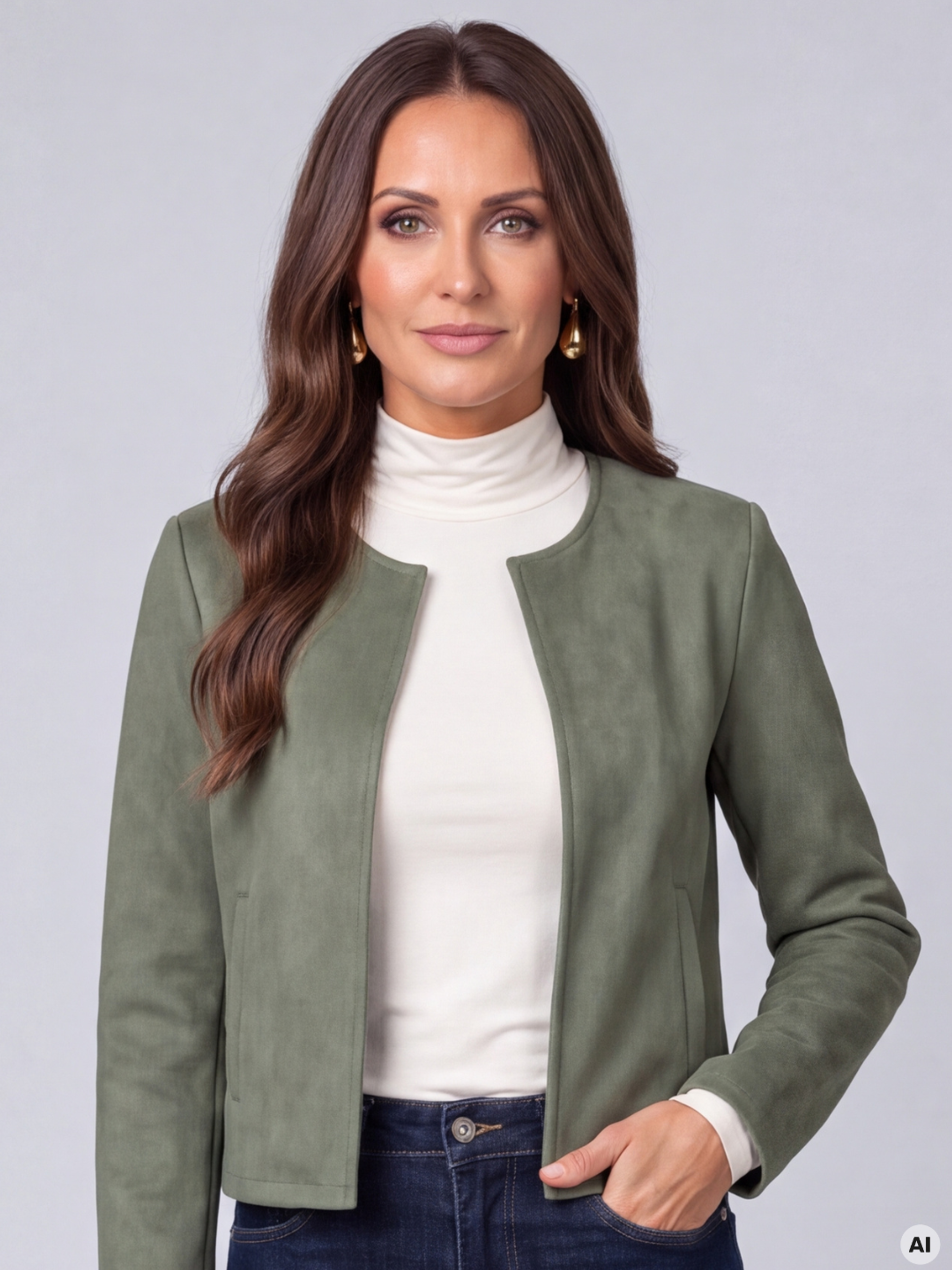 Khakifarbenes Damen-Bolero mit langen Ärmeln ORSAY - 001