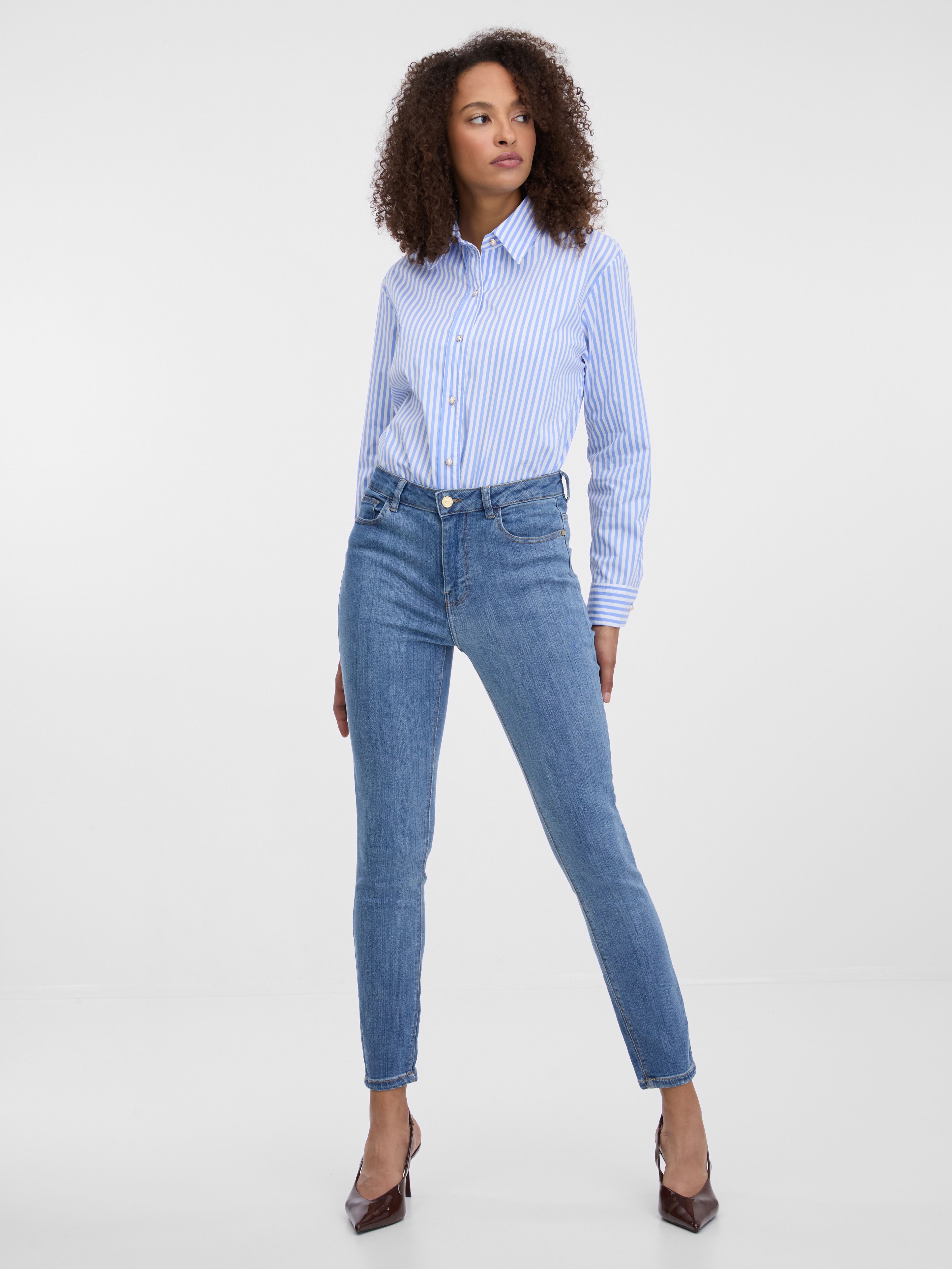 Błękitne damskie jeansy skinny fit ORSAY