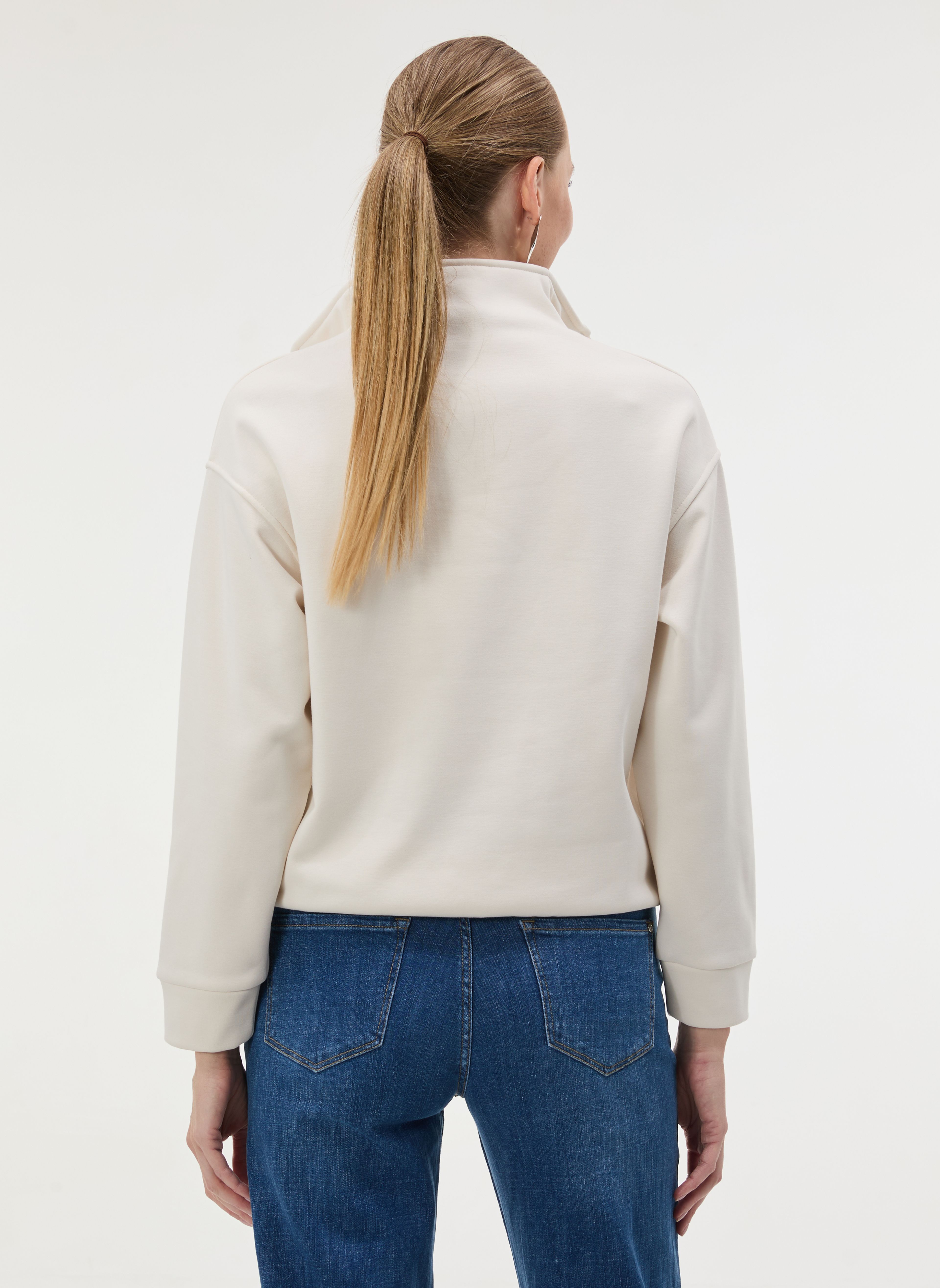 Weißes Damen-Sweatshirt mit Stehkragen und langen Ärmeln ORSAY - 004