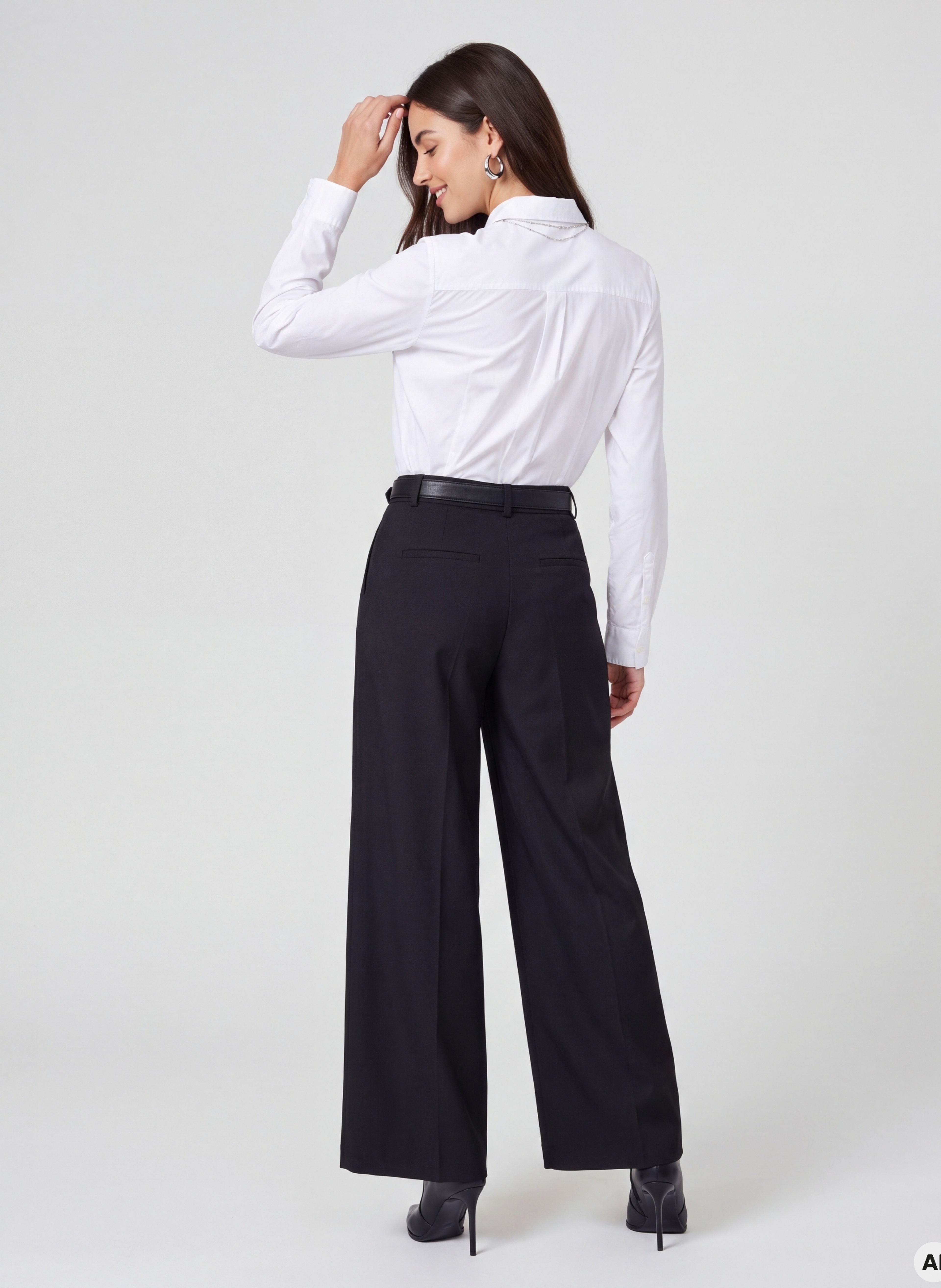 Pantaloni wide leg pentru femei negri cu talie medie ORSAY - 002