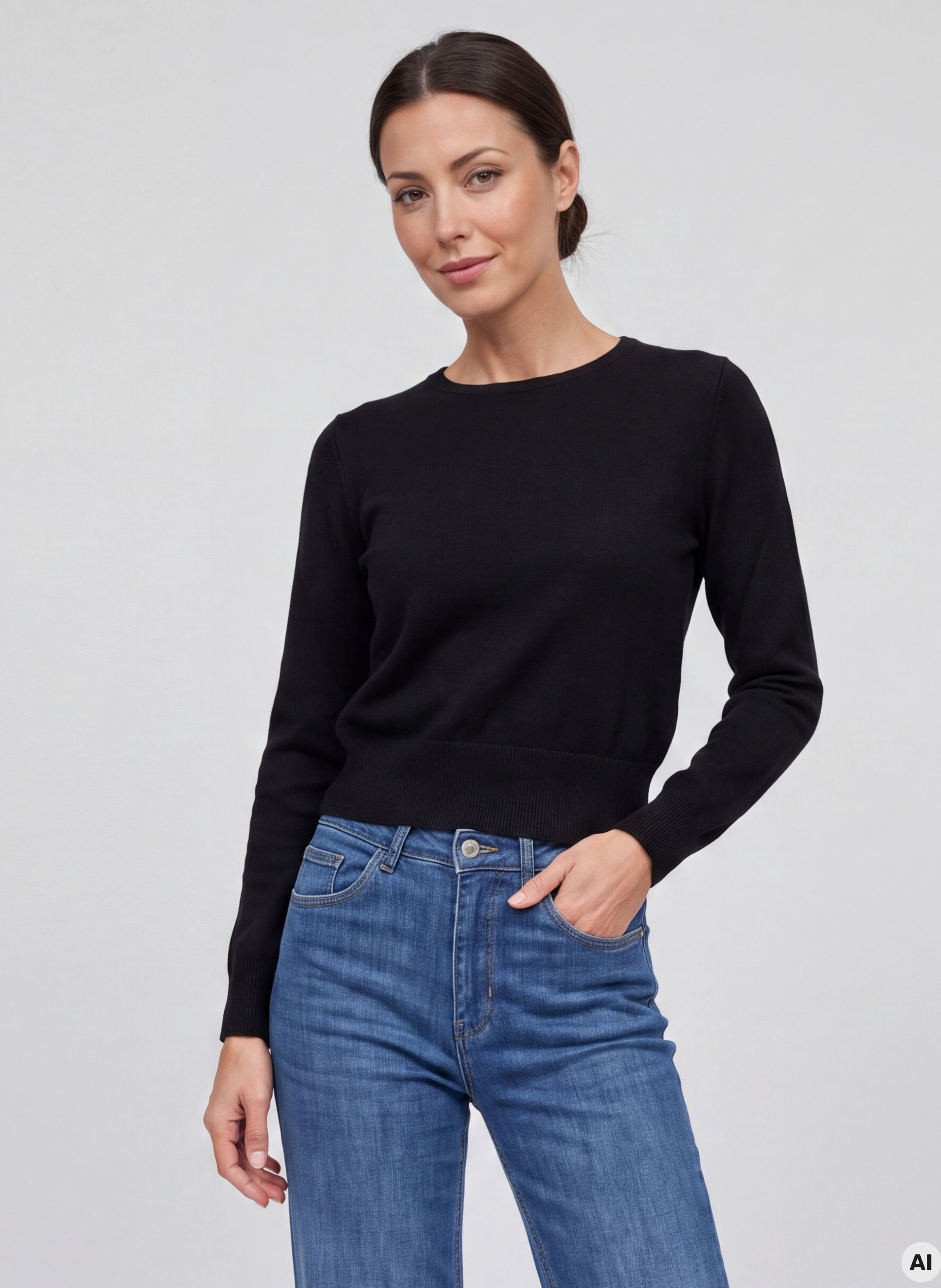 Schwarzer Damenpullover mit langen Ärmeln ORSAY - 002