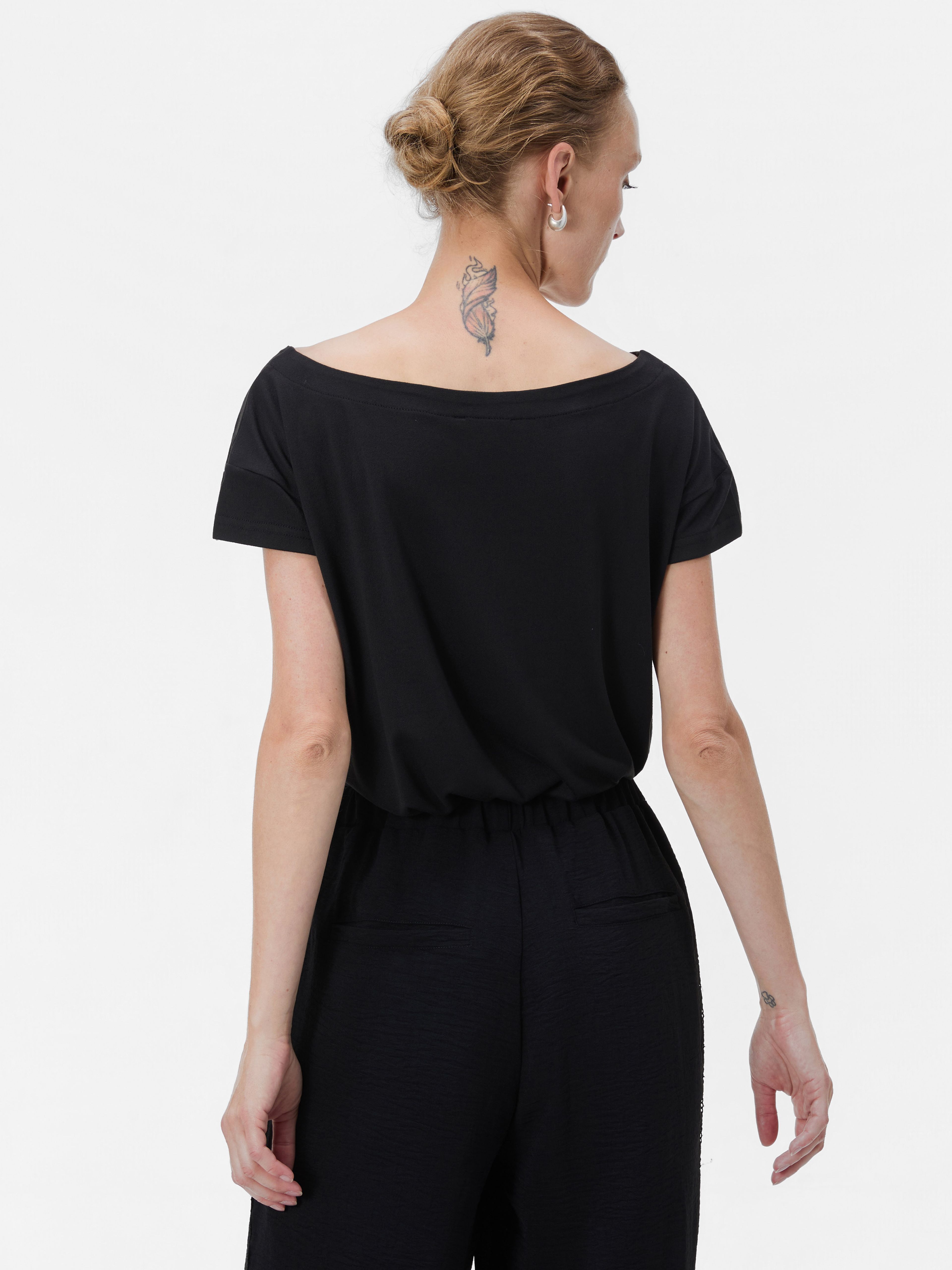 Czarny damski T-shirt z krótkim rękawem ORSAY - 002