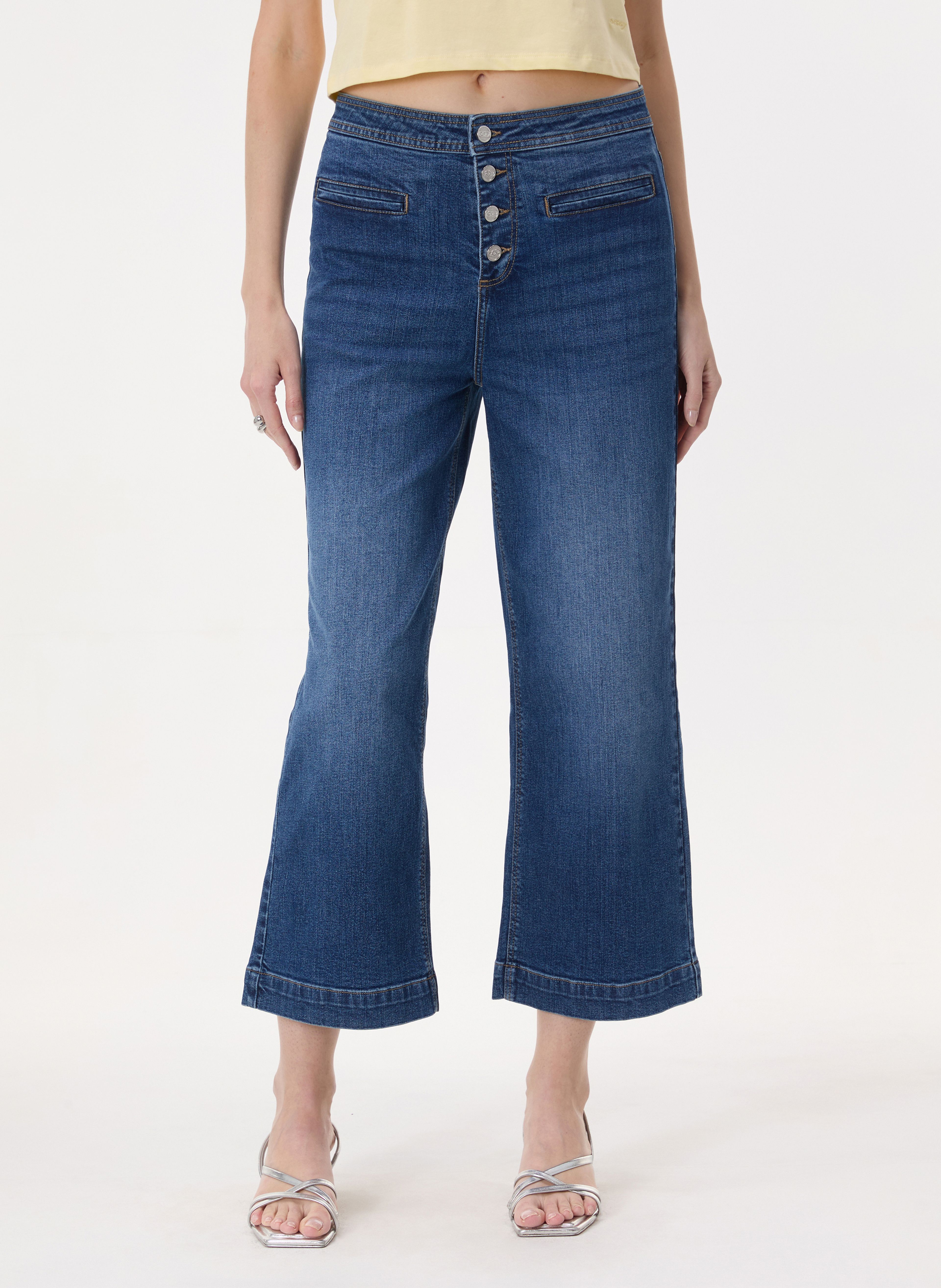 Niebieskie szerokie jeansy damskie ORSAY - 003