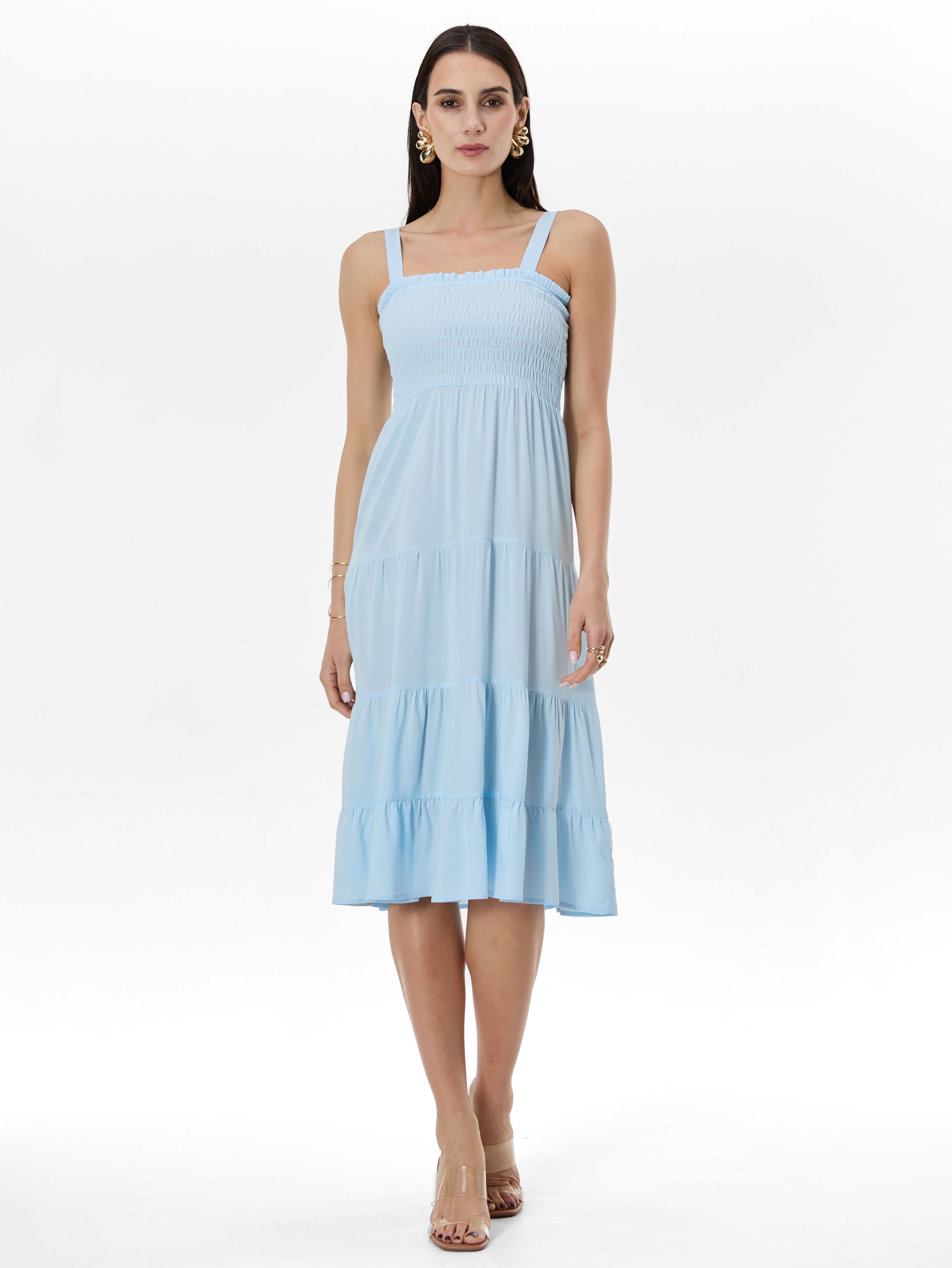 Jasnoniebieska damska sukienka midi ORSAY