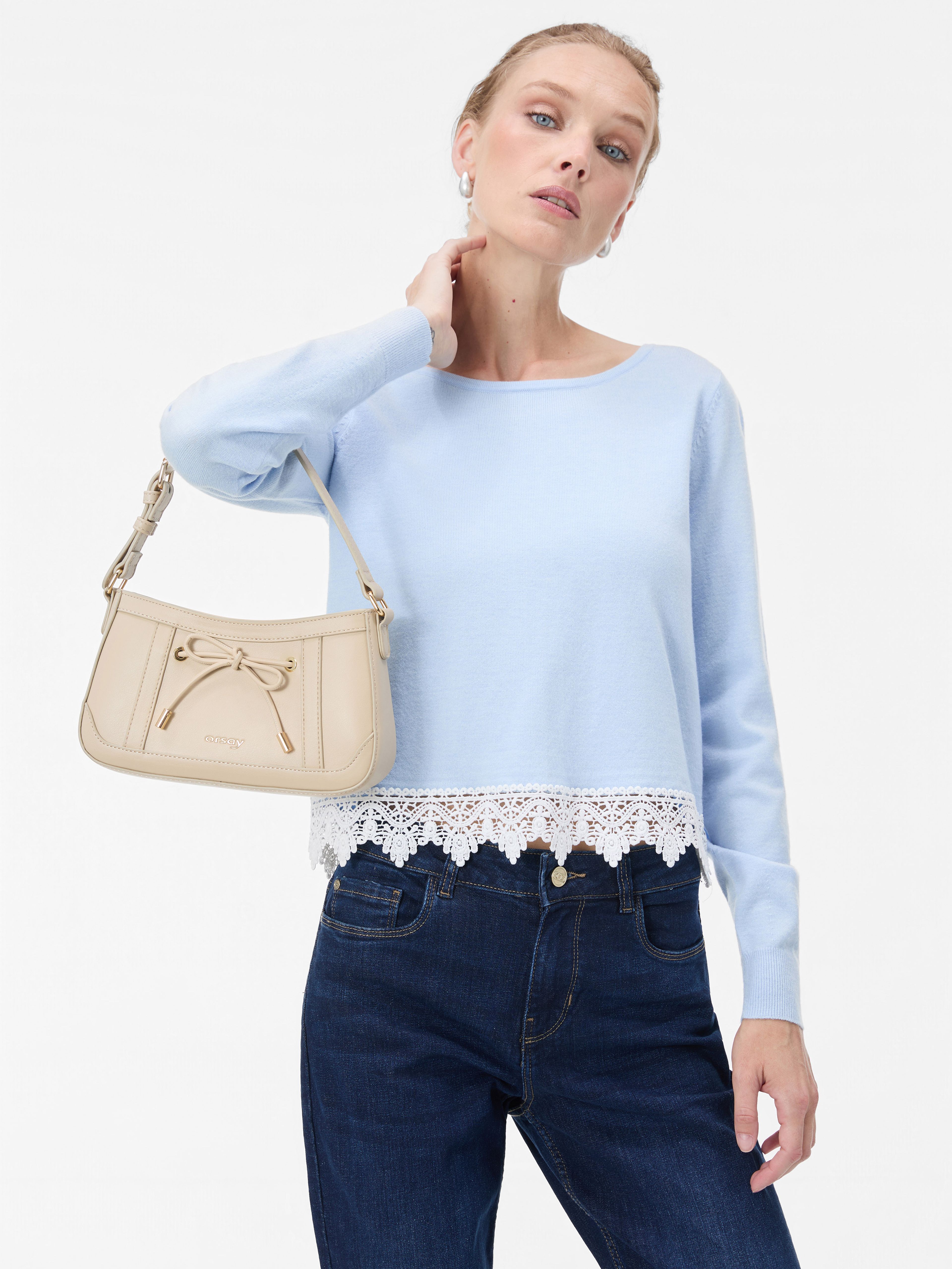 Cremefarbene Damen-Schultertasche mit Schleife ORSAY ISOLDE - 005