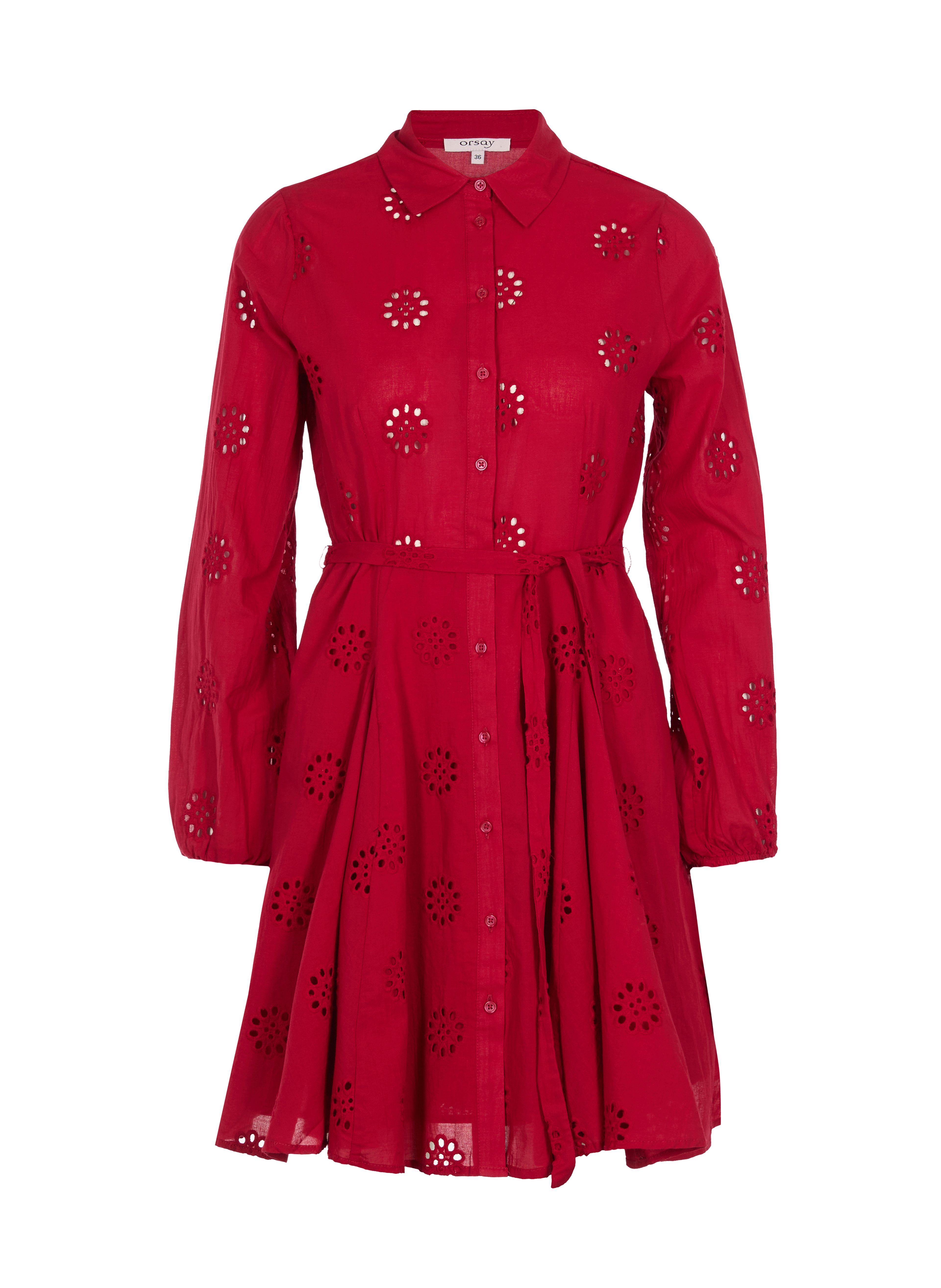 Rochie tip cămașă scurtă, cu croială evazată, roșu ORSAY - 005