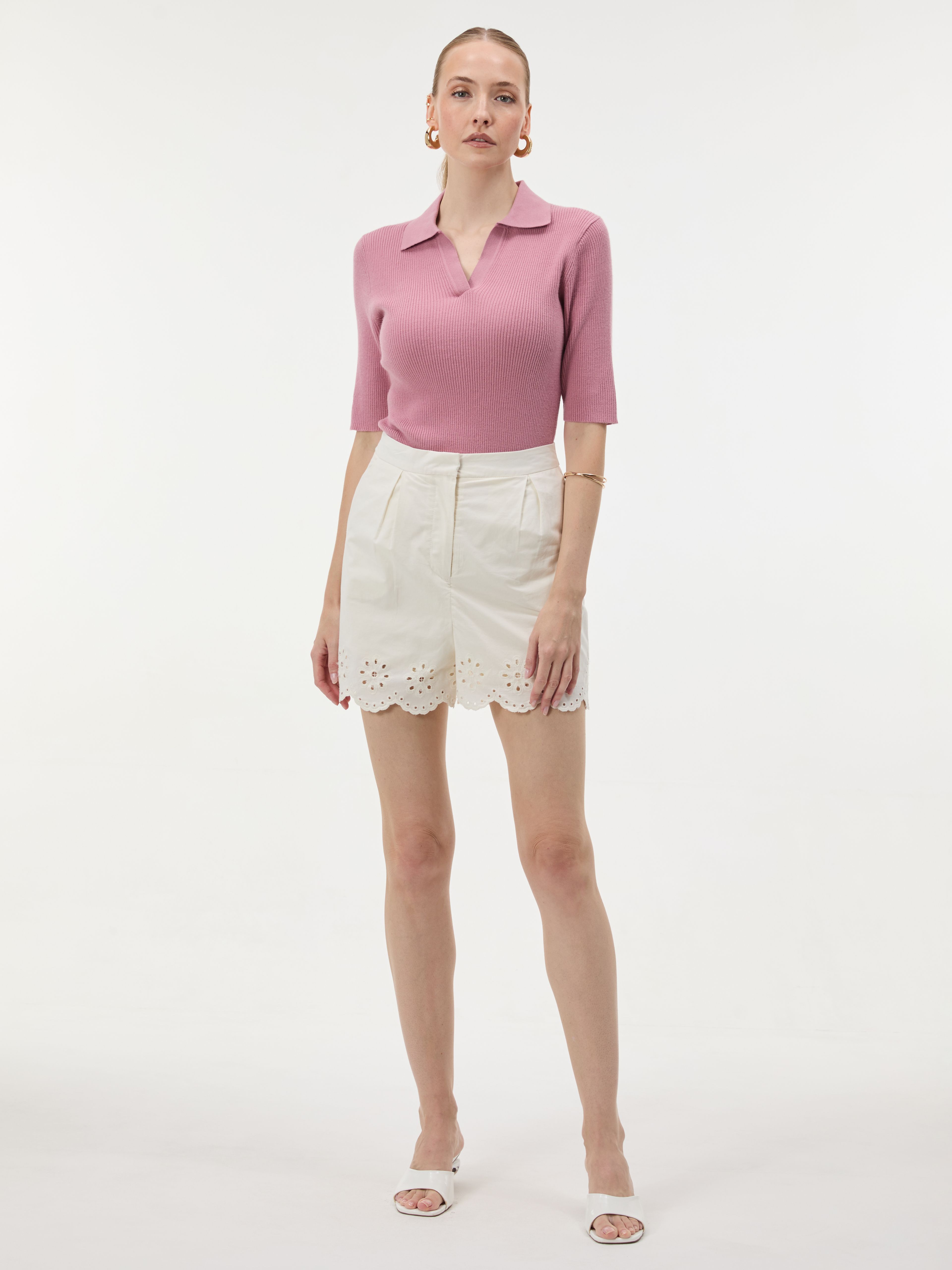 Rosa Damen-Cardigan mit Kragen und kurzen Ärmeln ORSAY - 003