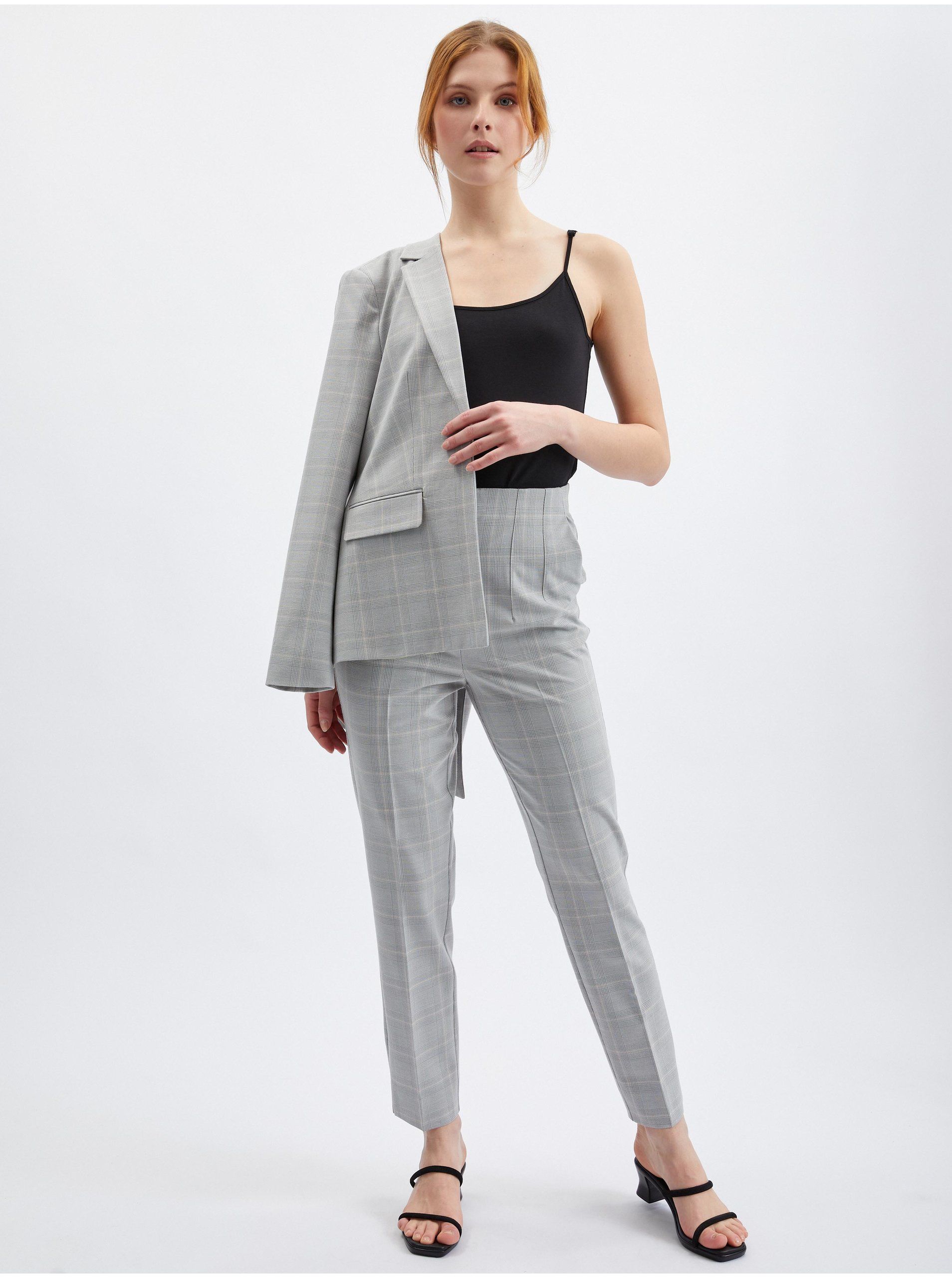 Hellgraue karierte Damenhose straight fit ORSAY | Orsay.at - Der ...