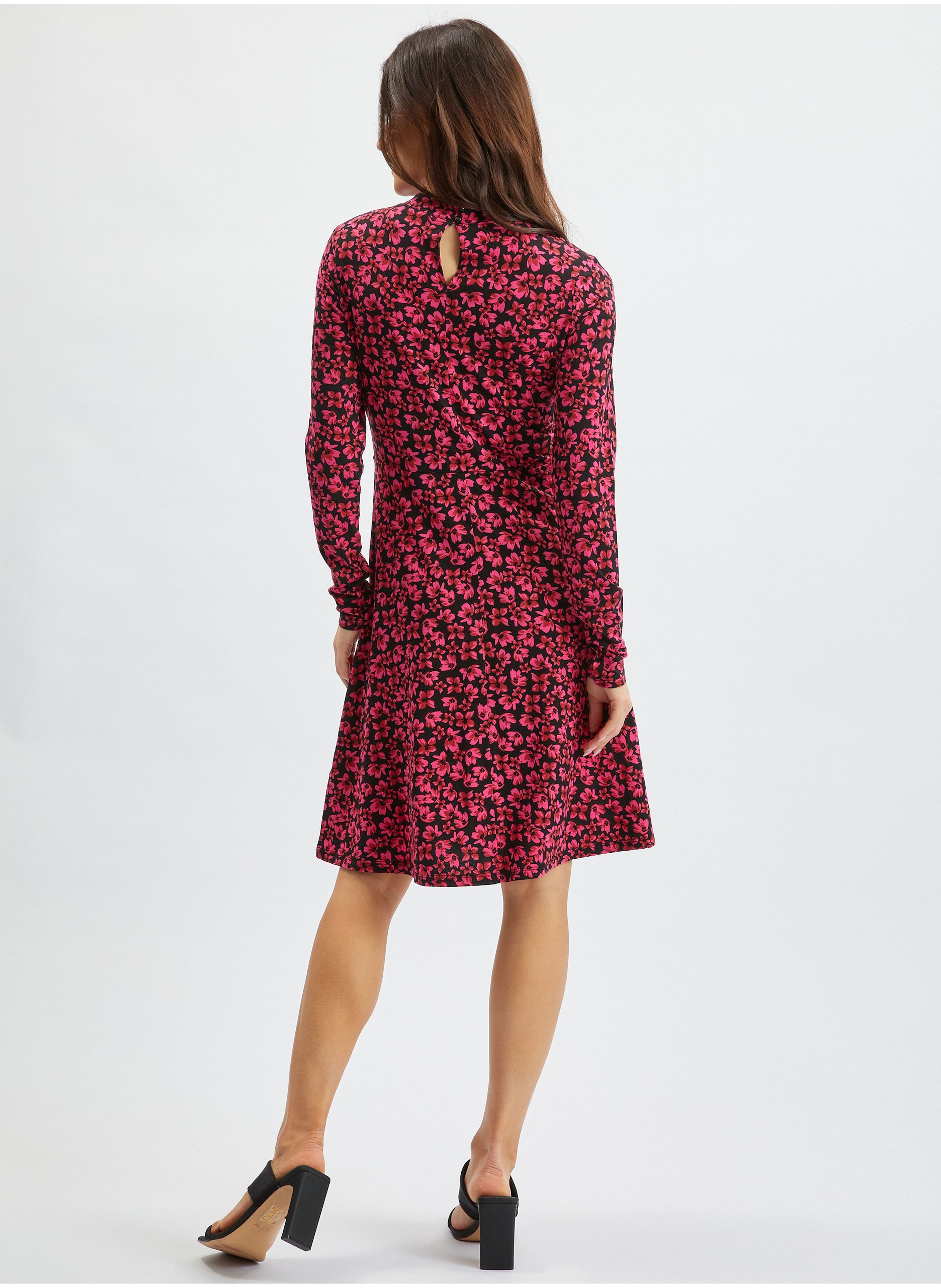 Rochie florala damă neagră și roz ORSAY - 003