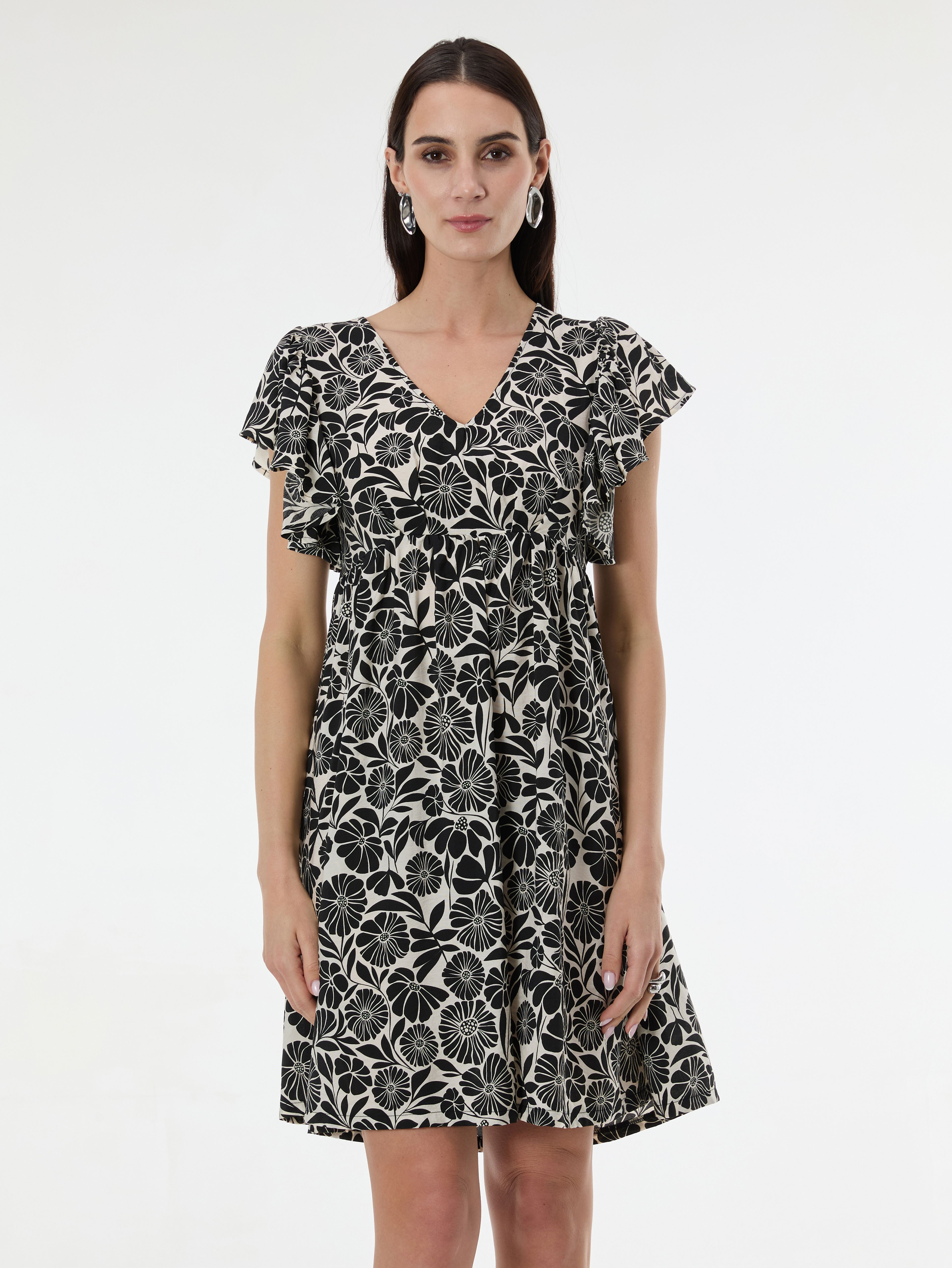 Rochie neagră cu model pentru femei până la genunchi ORSAY