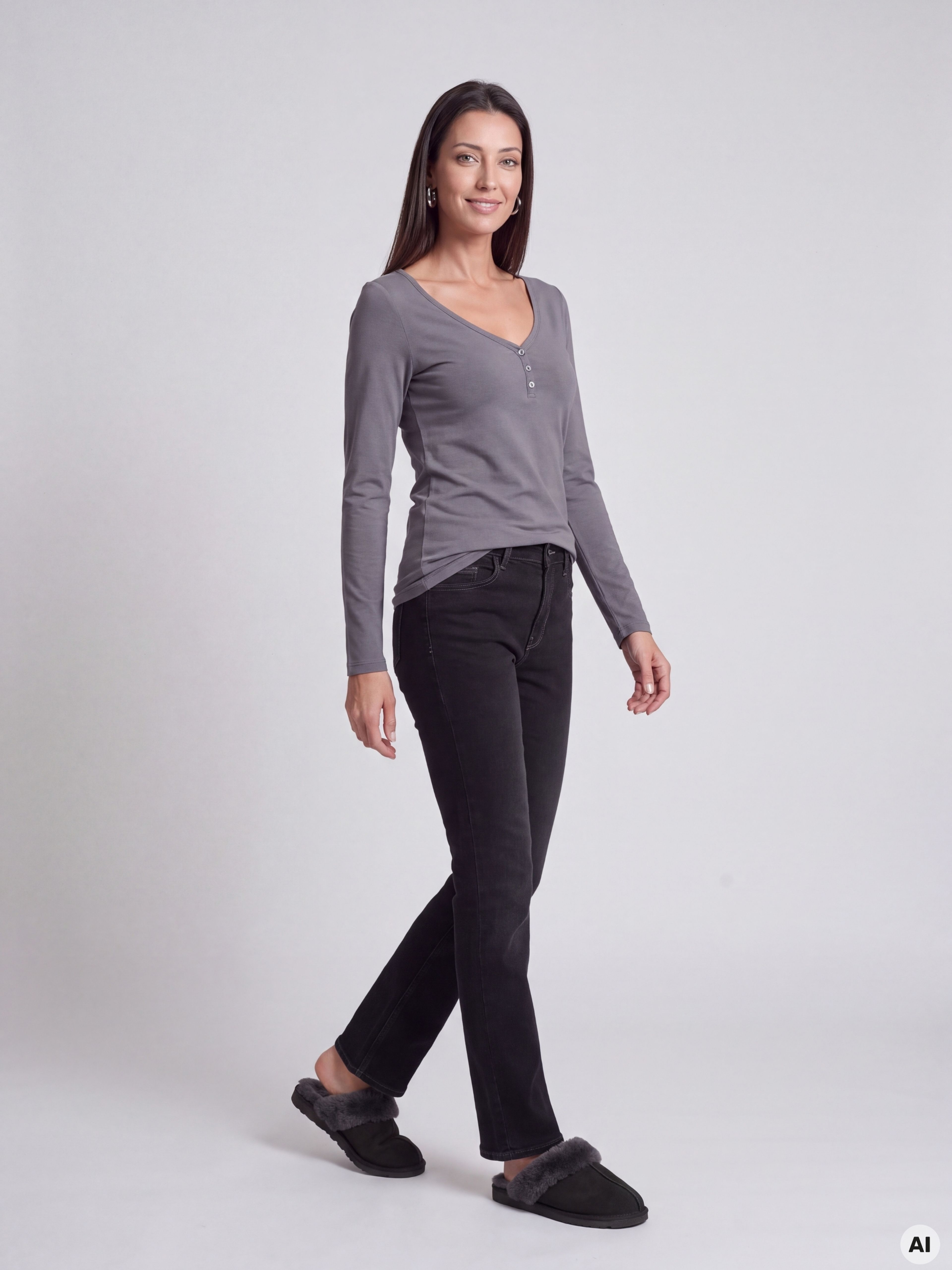 Tricou pentru femei gri cu mâneci lungi ORSAY - 004