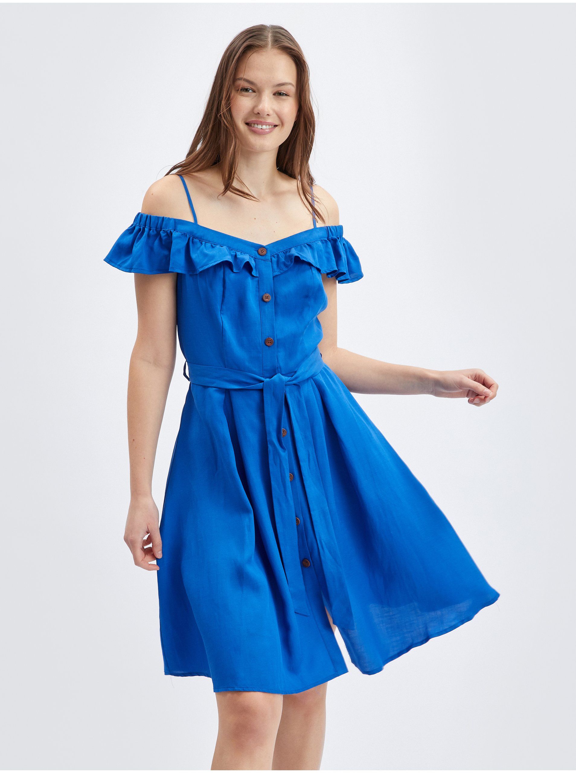blaues-damenkleid-mit-leinen-orsay-orsay-at-der-offizielle-e-shop