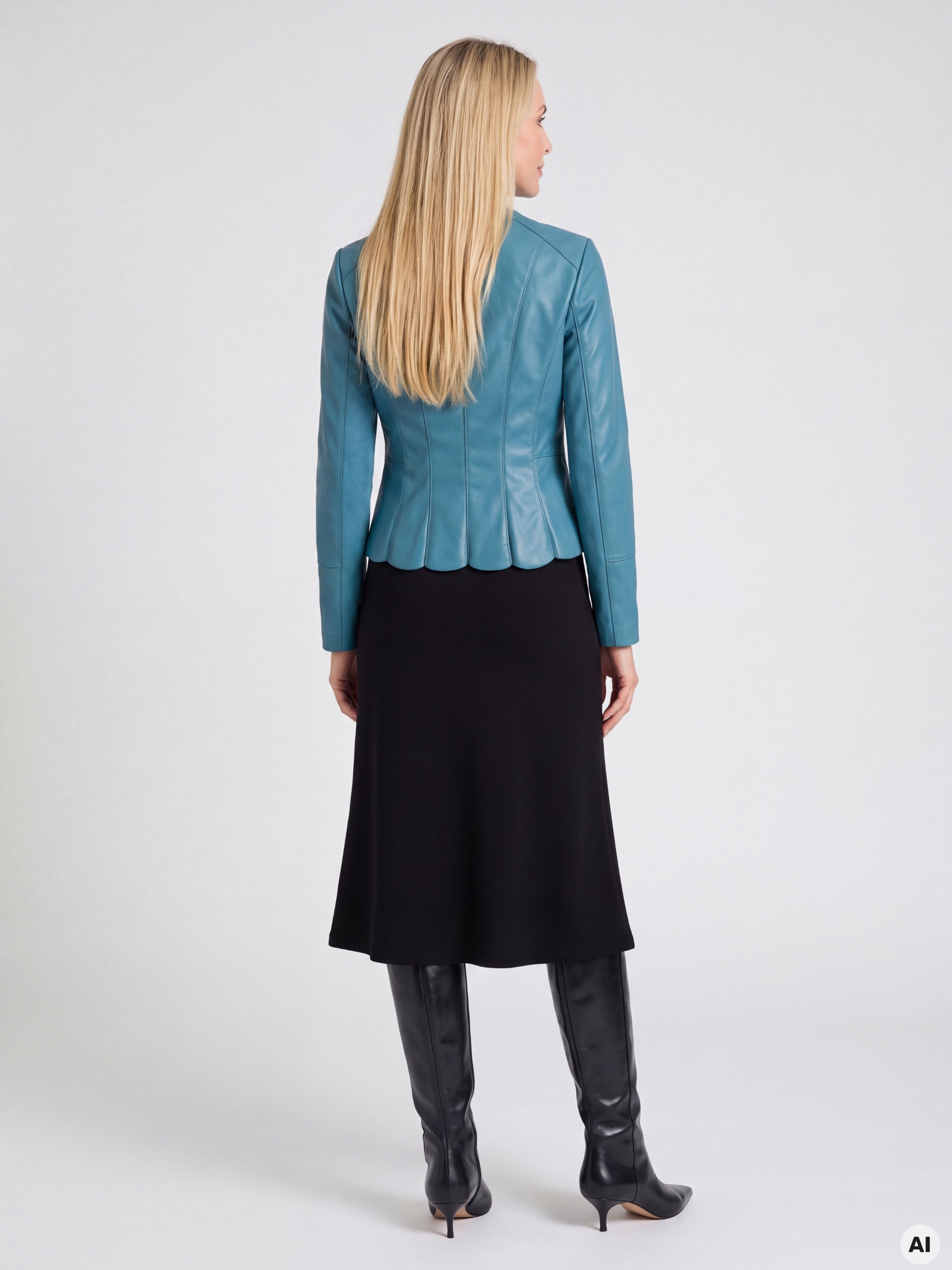 Türkisfarbene Damen-Kunstlederjacke ORSAY - 004