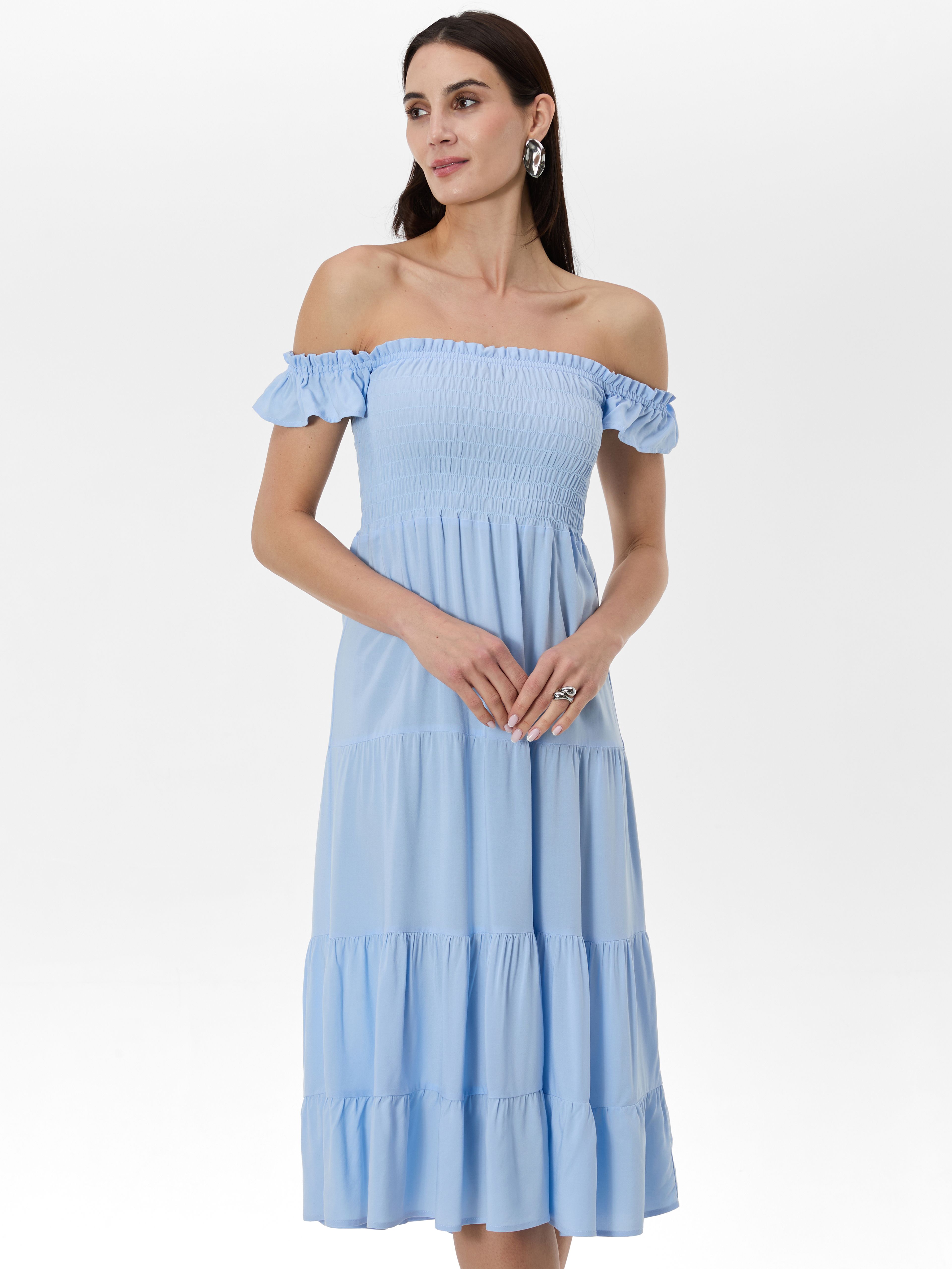 Jasnoniebieska damska sukienka maxi ORSAY