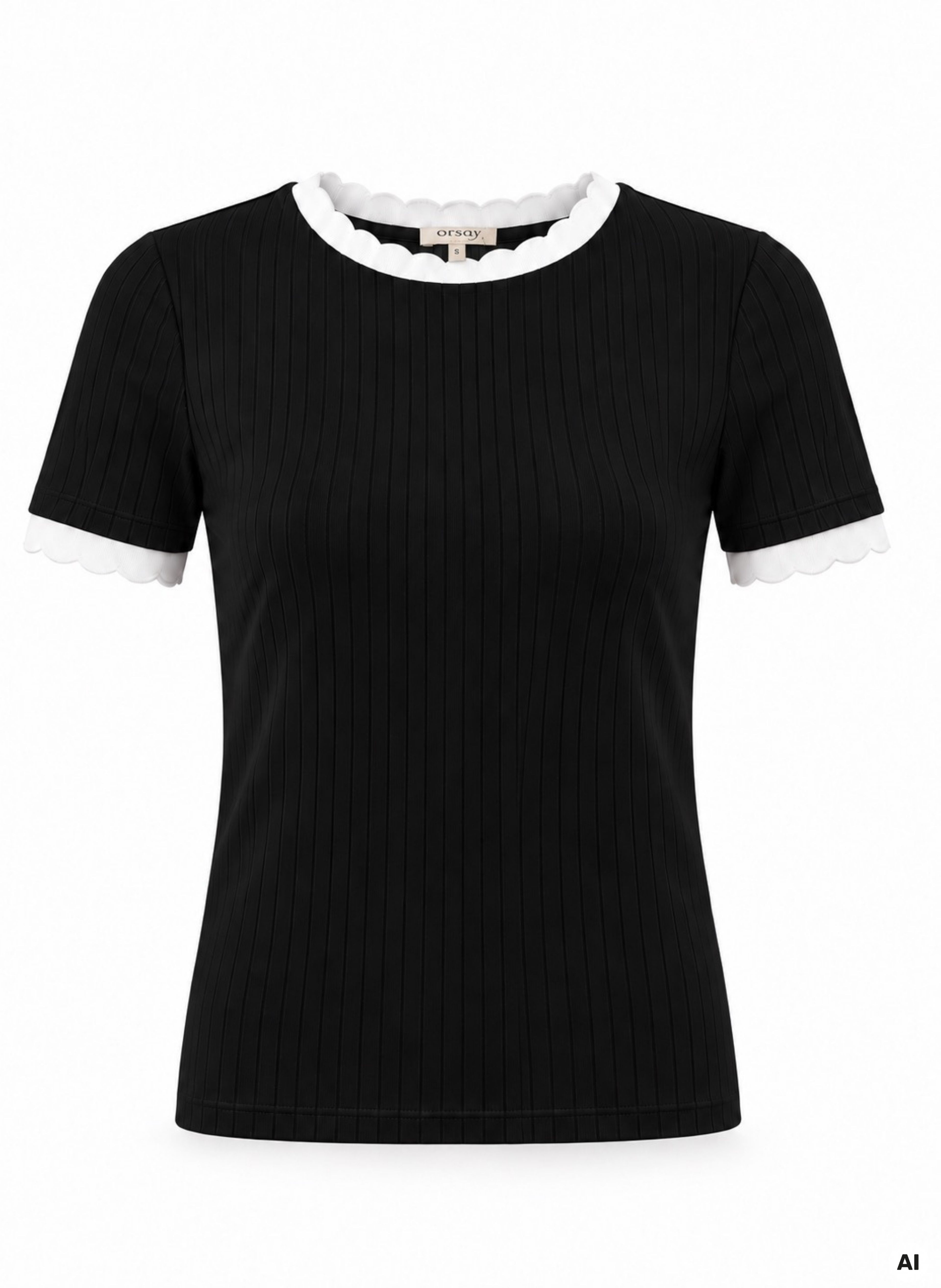Tricou pentru femei negru cu mâneci scurte ORSAY - 005