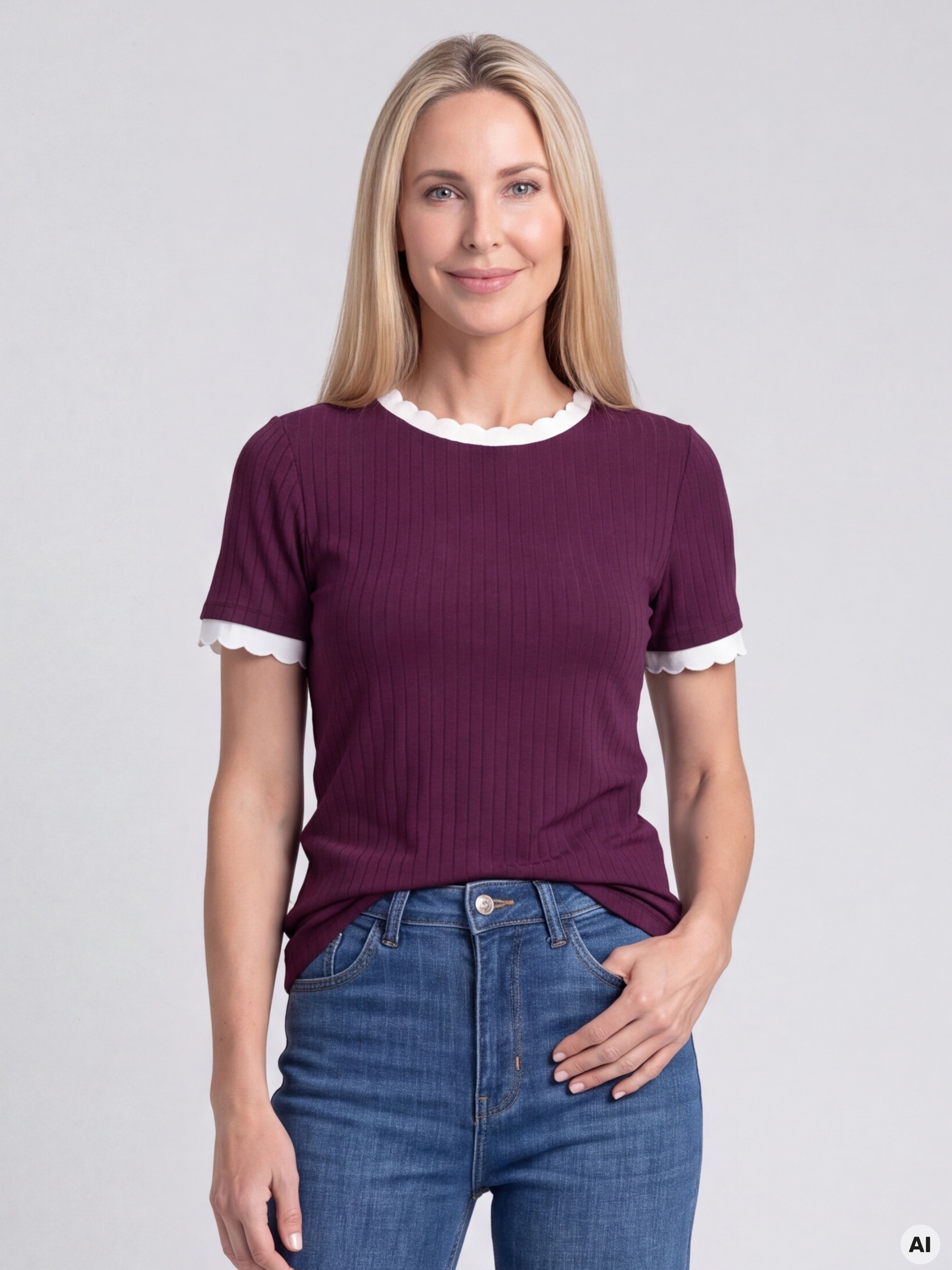Tricou pentru femei mov cu mâneci scurte ORSAY - 001